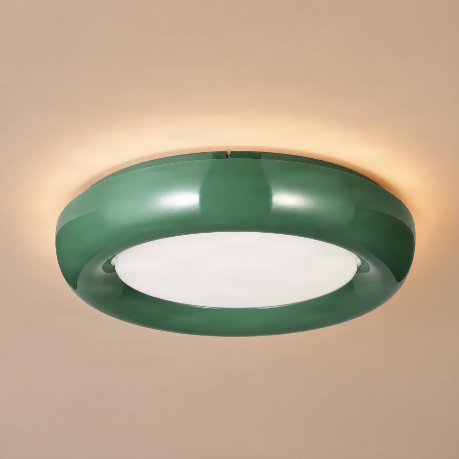 Lampa sufitowa LED Lindby Lennox, zielona, 3-stopniowa regulacja jasności, Ø 43