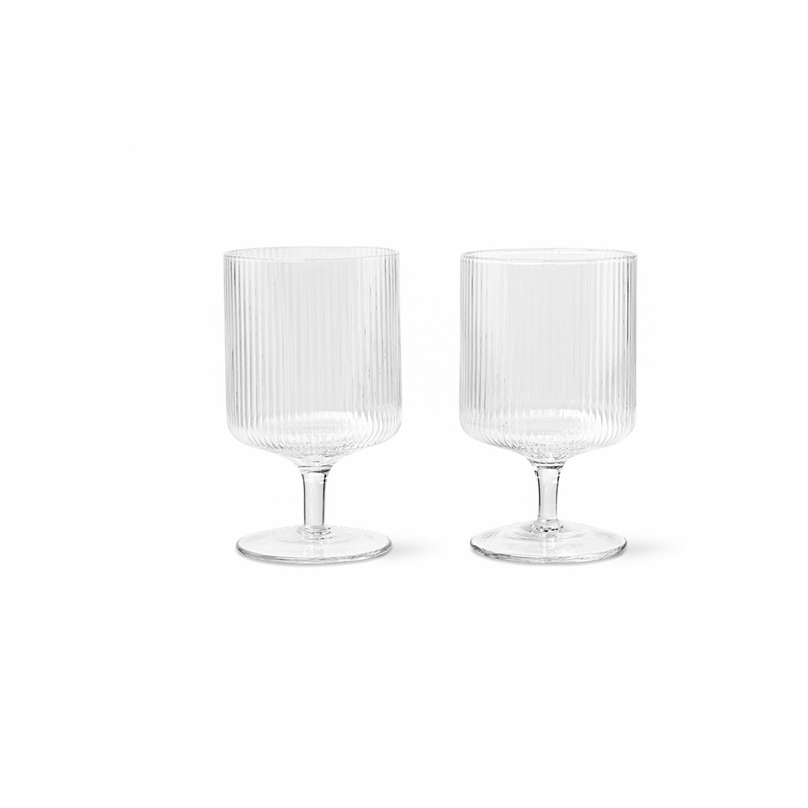 ferm LIVING Copo de vinho Ripple, transparente, 270 ml, vidro, conjunto de