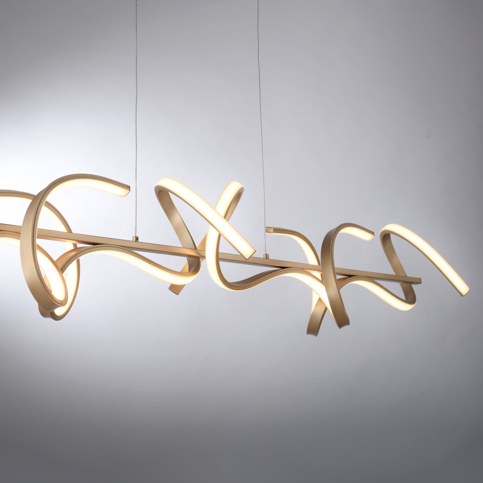 LED-Hängeleuchte Curls, messing, Metall, 99 cm lang, dimmbar LED-Hängeleuchte Curls, messing, Metall, 99 cm lang, dimmbar