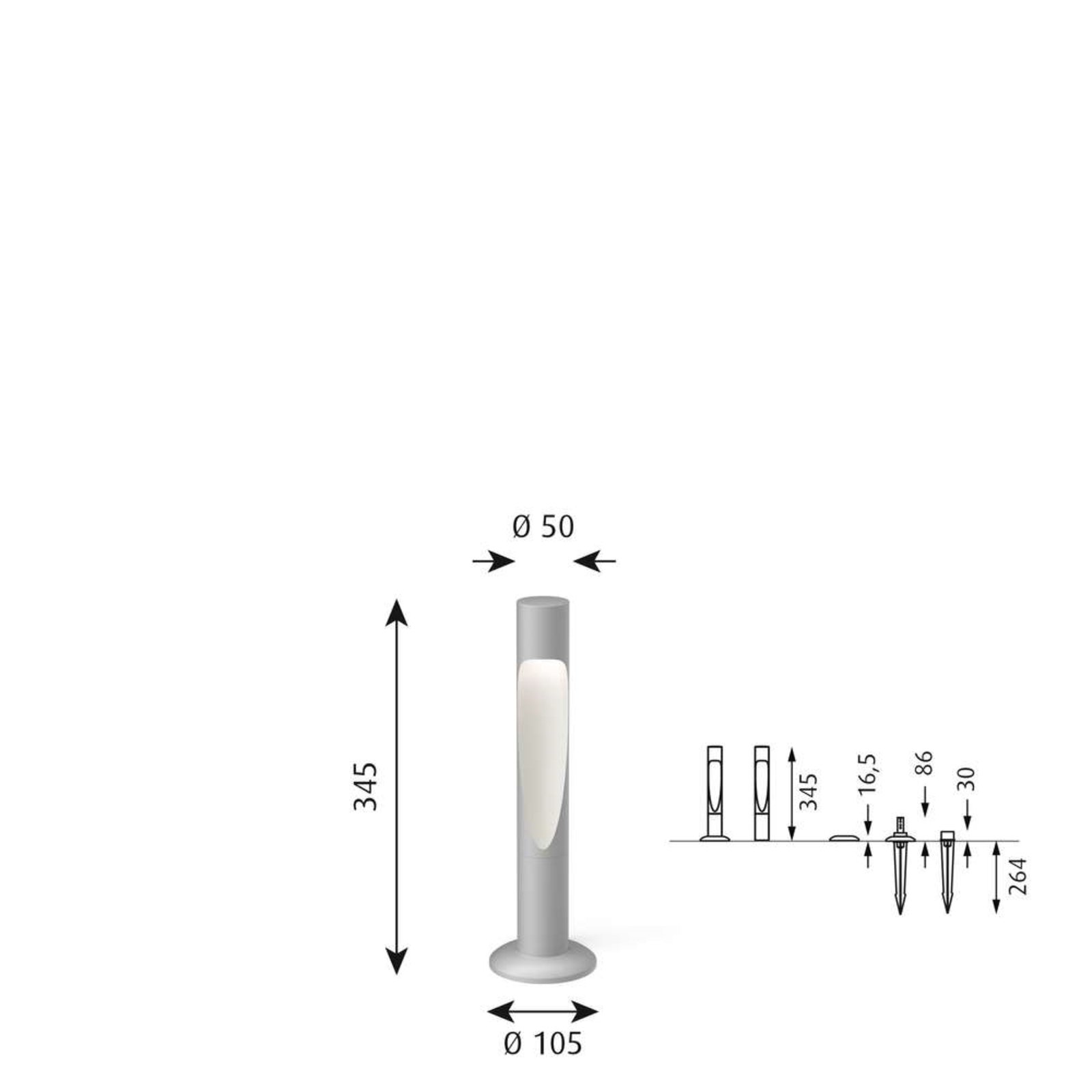 Flindt Garden Lampă de Grădină Short LED 2700K w/Adaptor + Base Alu - Louis Poul