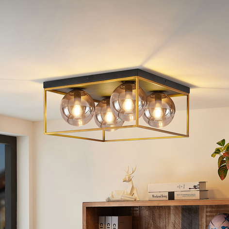 Lindby Josipa Deckenlampe, Käfig, Rauchglas, 4-fl.