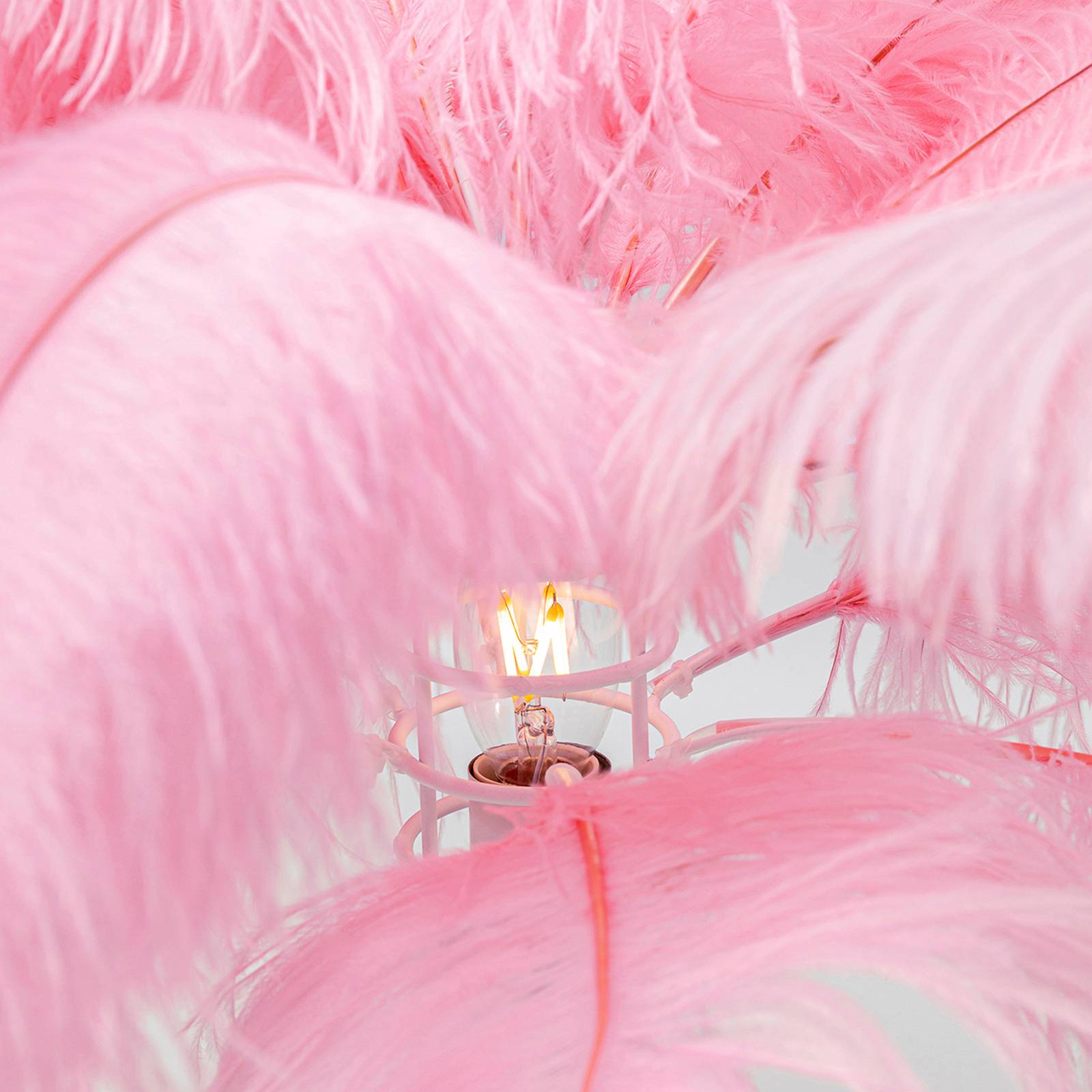 KARE Feather Palm bordslampa med fjädrar rosa