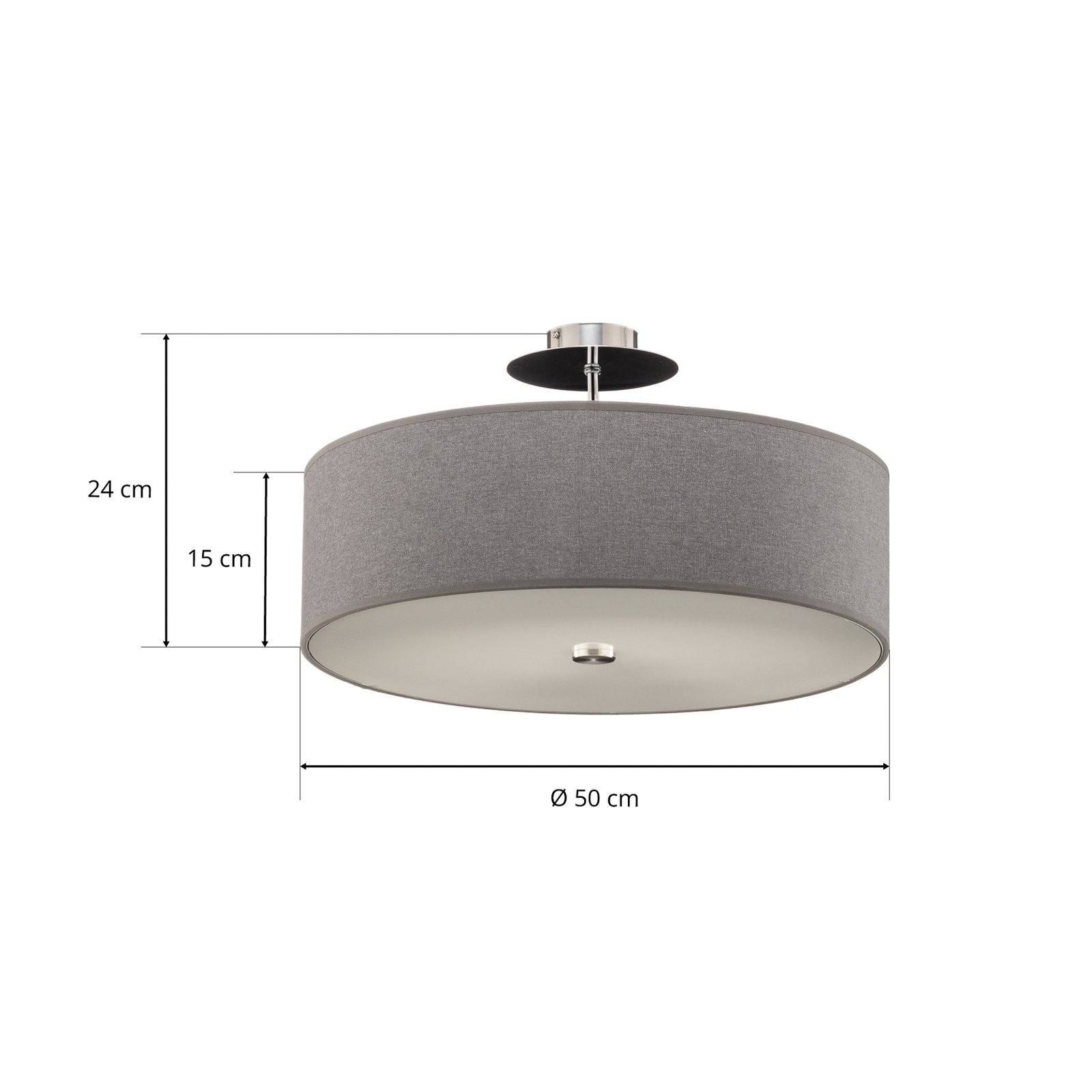 Viviane ceiling light with textile shade, grey