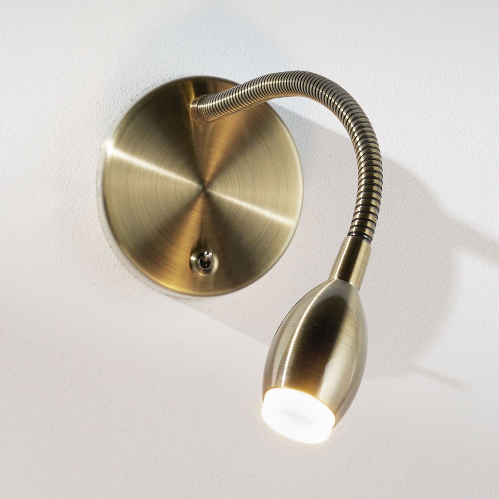 ACB ILUMINACIÓN Flexible LED wall light MARTA, antique brass, for Bedroom, metal, methyl acrylate, 3 W, energy efficiency: A+