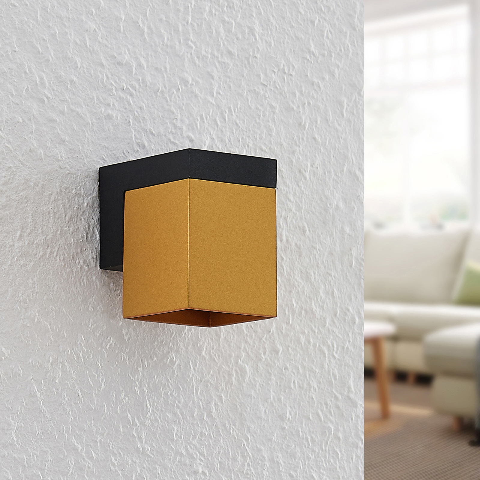 Arcchio Samsa wall light, 1-bulb, gold, for Hallway, aluminium, GU10, 8 W, energy efficiency: A++, W: 5.4 cm, H: 7.5 cm