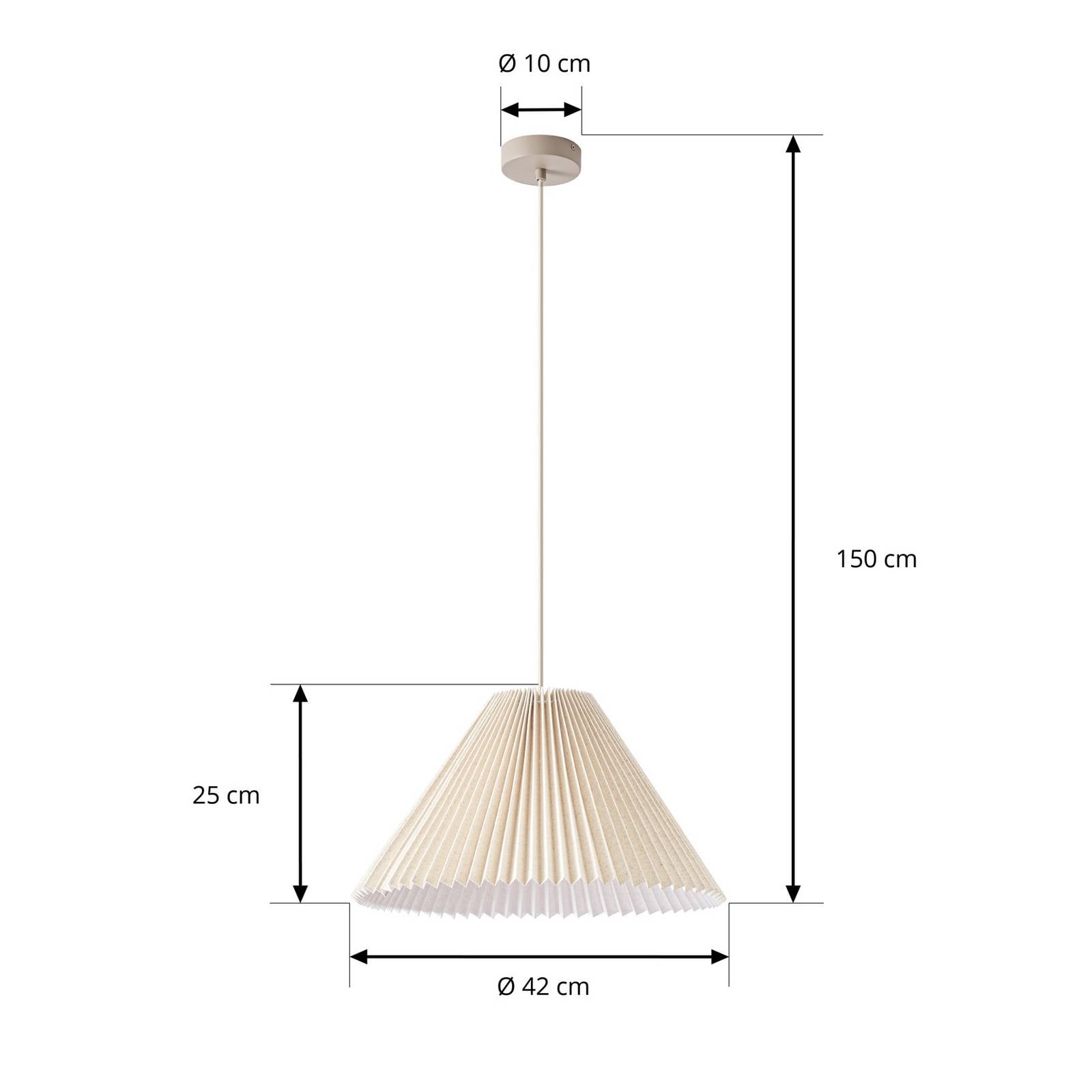 Żyrandol Nola Percy, beżowy, Ø 42 cm, len