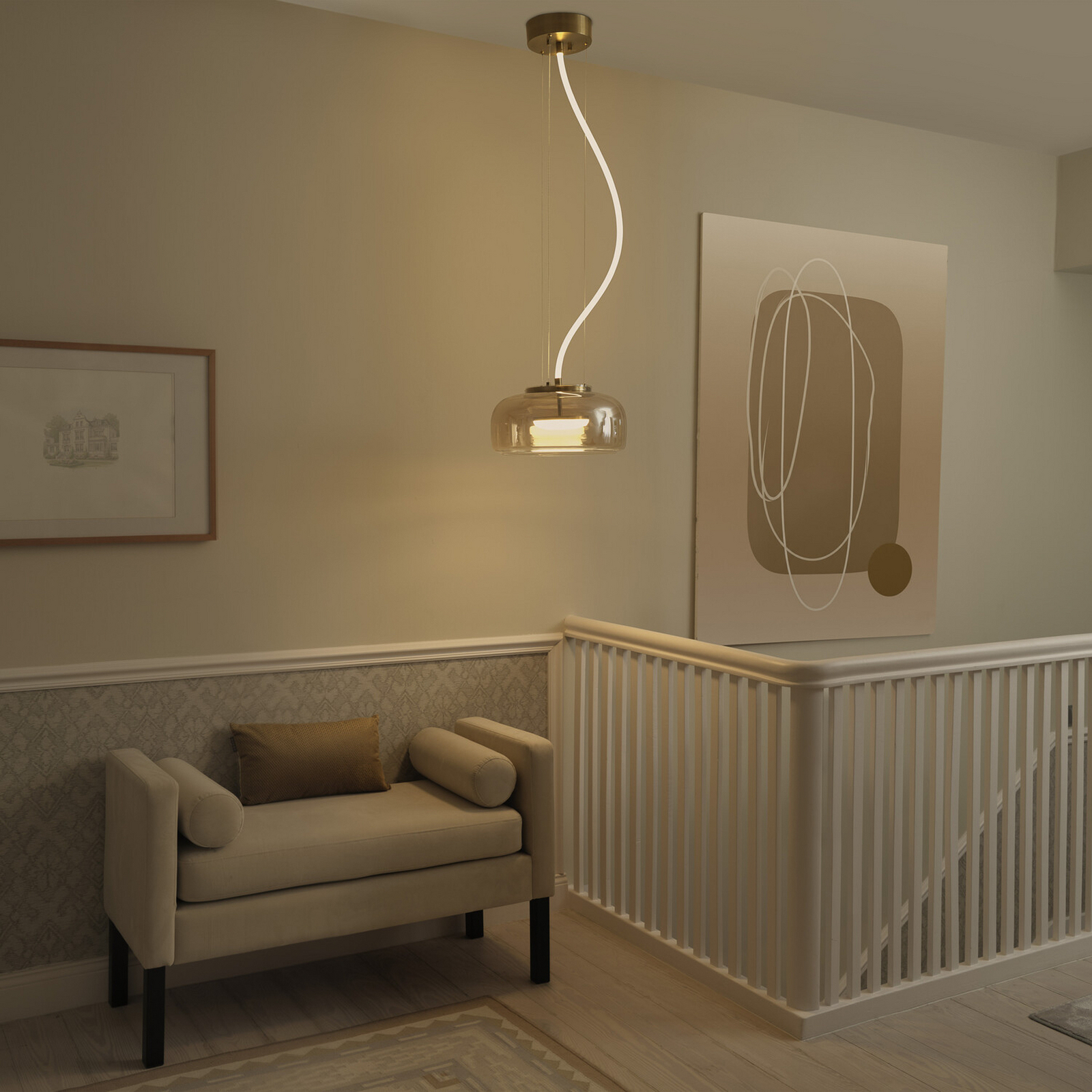 OSRAM DECOR GLOW LED lógó lámpa, borostyánsárga/arany, Ø 38 cm, felfelé/lefelé
