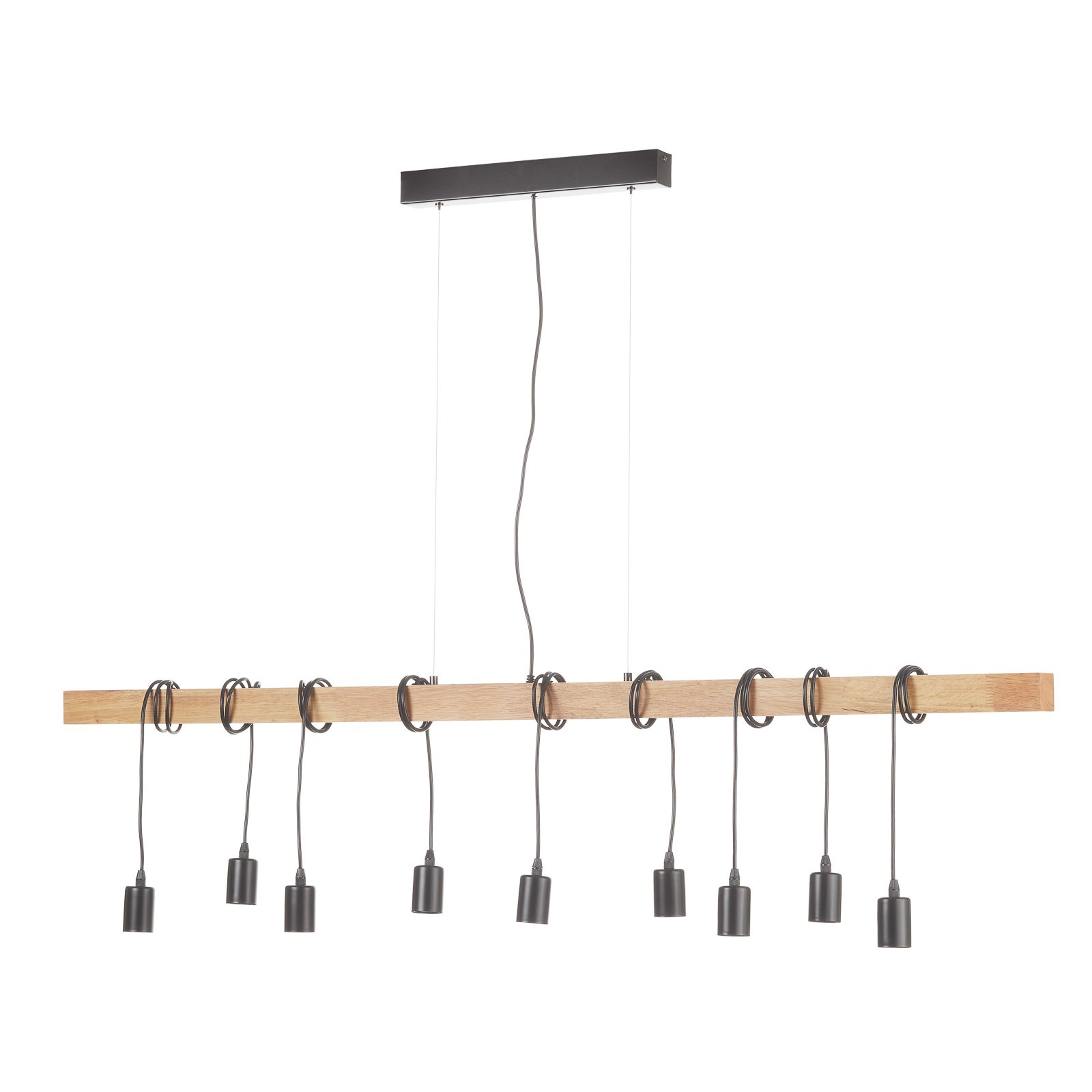 Townshend pendant light with wood, 9-bulb