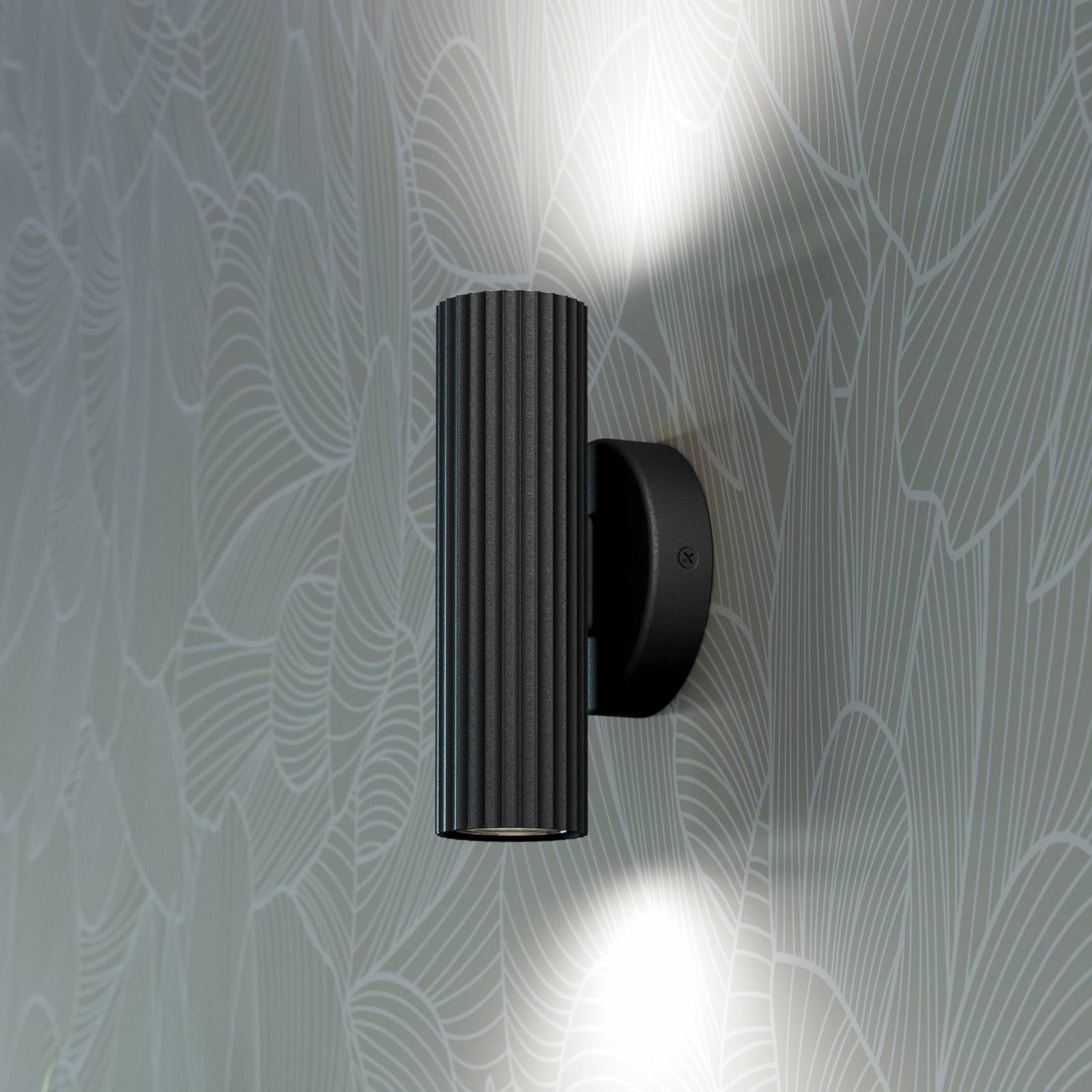 EGLO Applique murale Portillo, noire, hauteur 20 cm, à 2 lampes. Métal, GU10