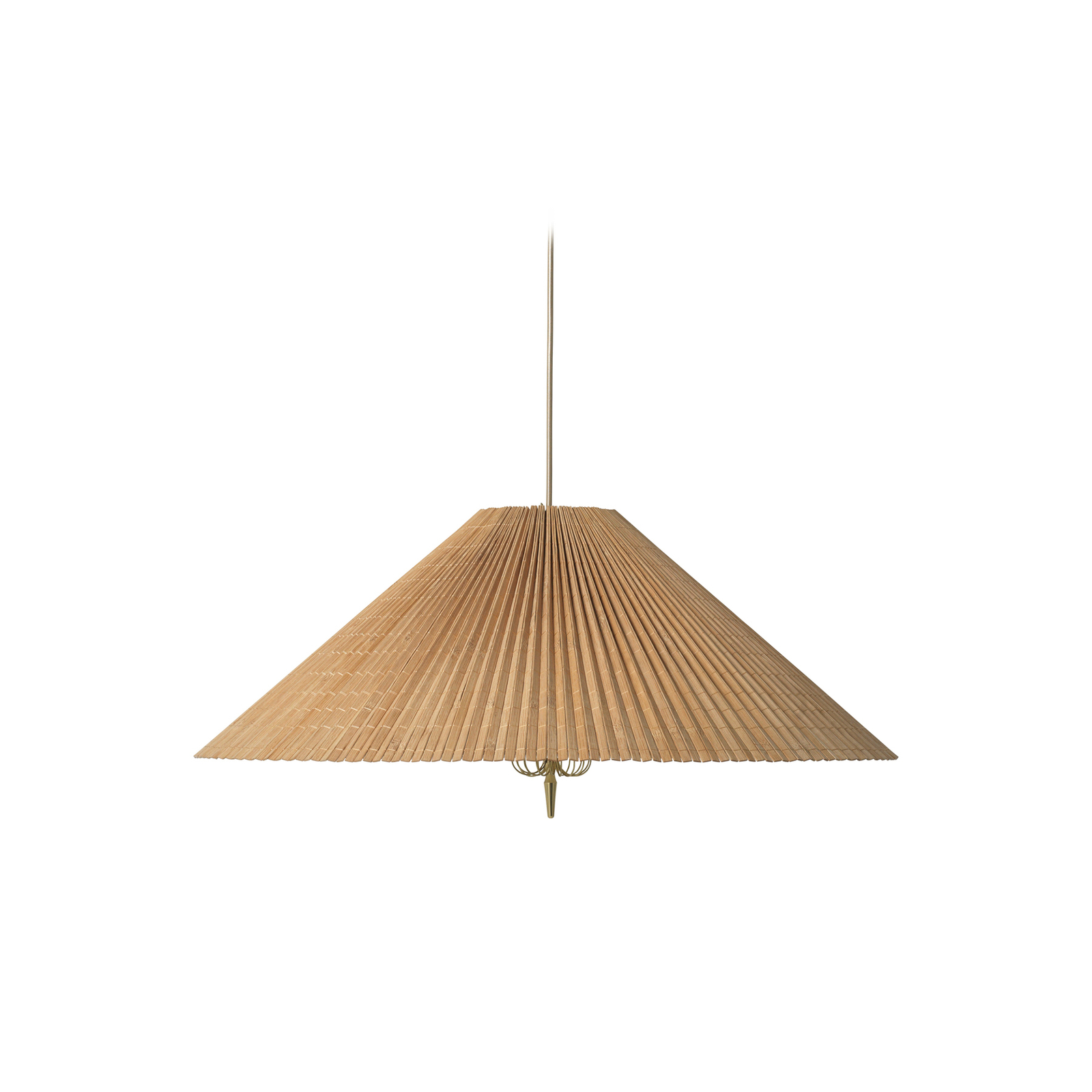 Lampa wisząca Gubi 1972, mosiądz, klosz z bambusa, Ø 62 cm