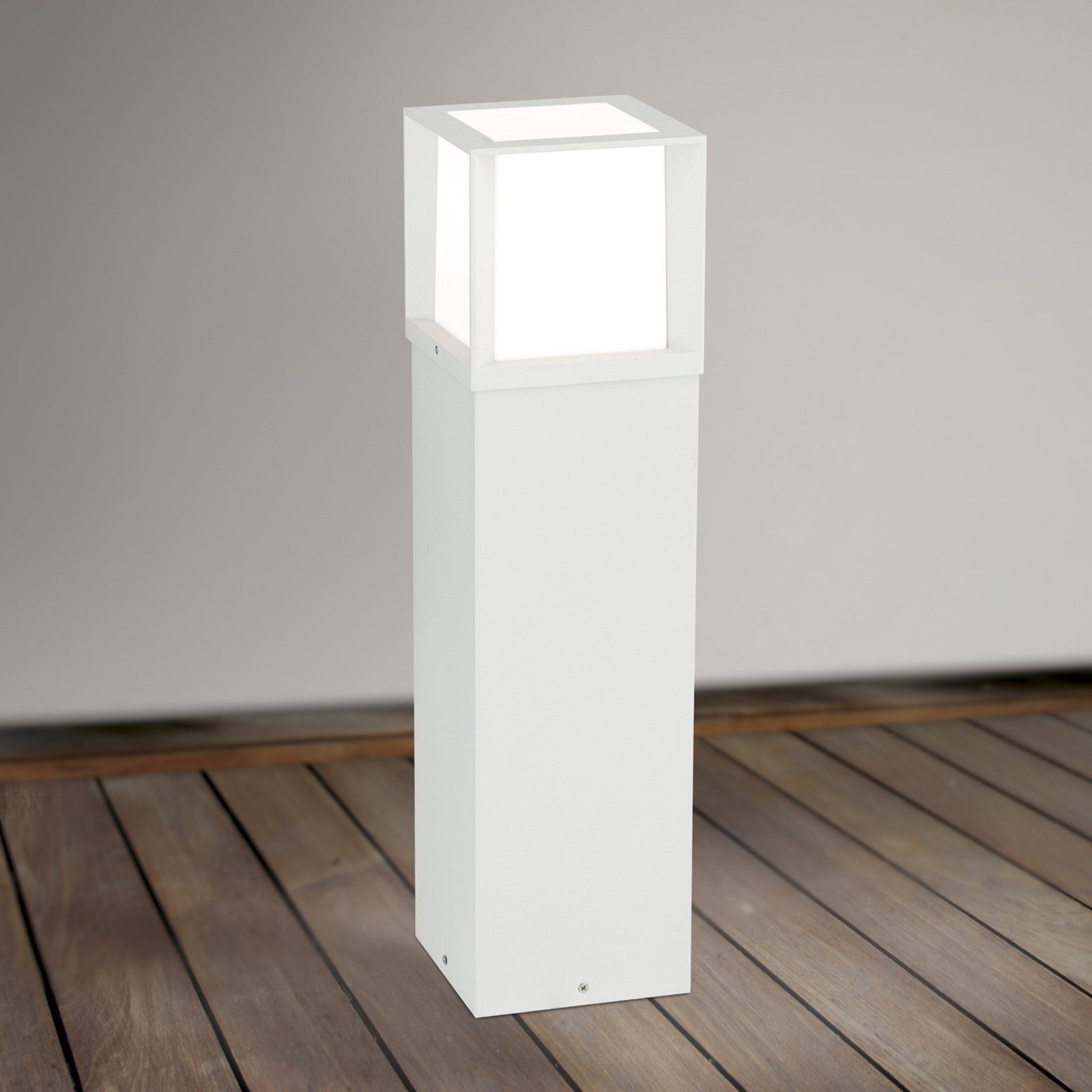 Henry path lamp, white, height 60 cm, aluminium/stainless steel