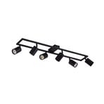 Stropní bodové světlo Bravius, černé, 6 žárovek, železo – Lindby