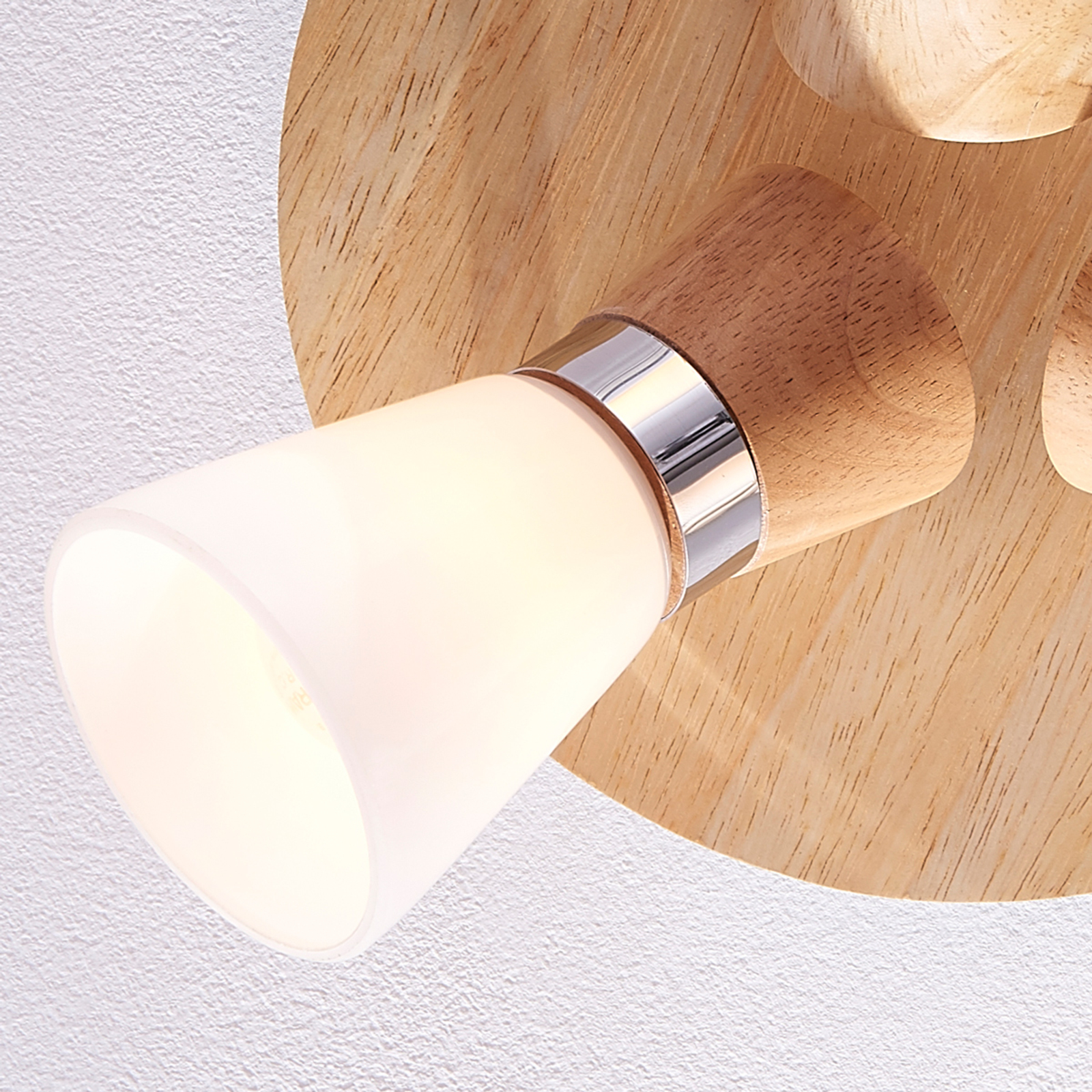 Plafoniera Vivica, legno/cromo, a 3 luci, Ø 26 cm - Lindby