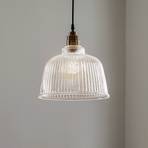 Leana hanging light, clear glass, 1-bulb, brass