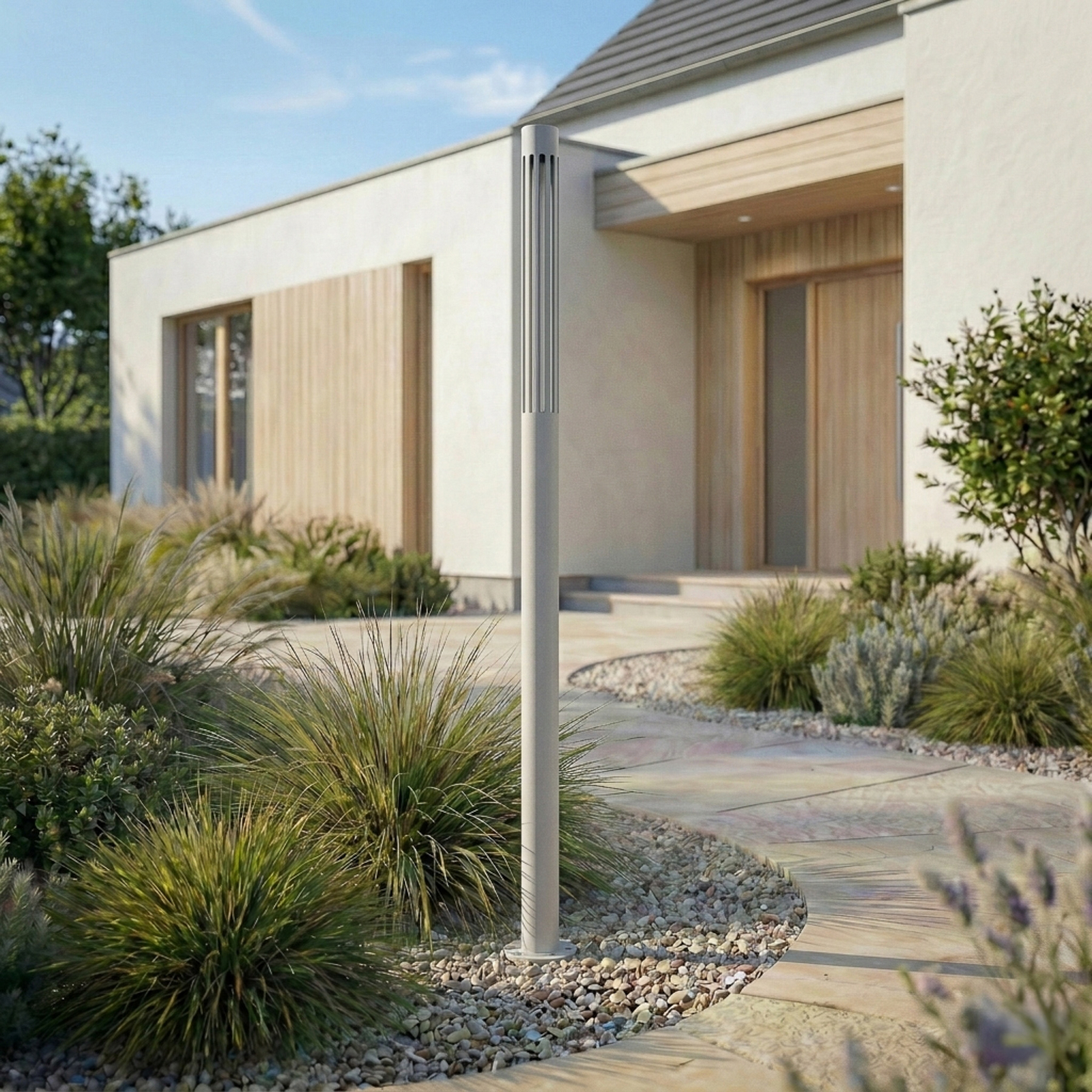 Lindby słupek oświetleniowy LED Fjorya, wysokość 90 cm, kolor kamienny, IP65 Lindby słupek oświetleniowy LED Fjorya, wysokość 90 cm, kolor kamienny, IP65