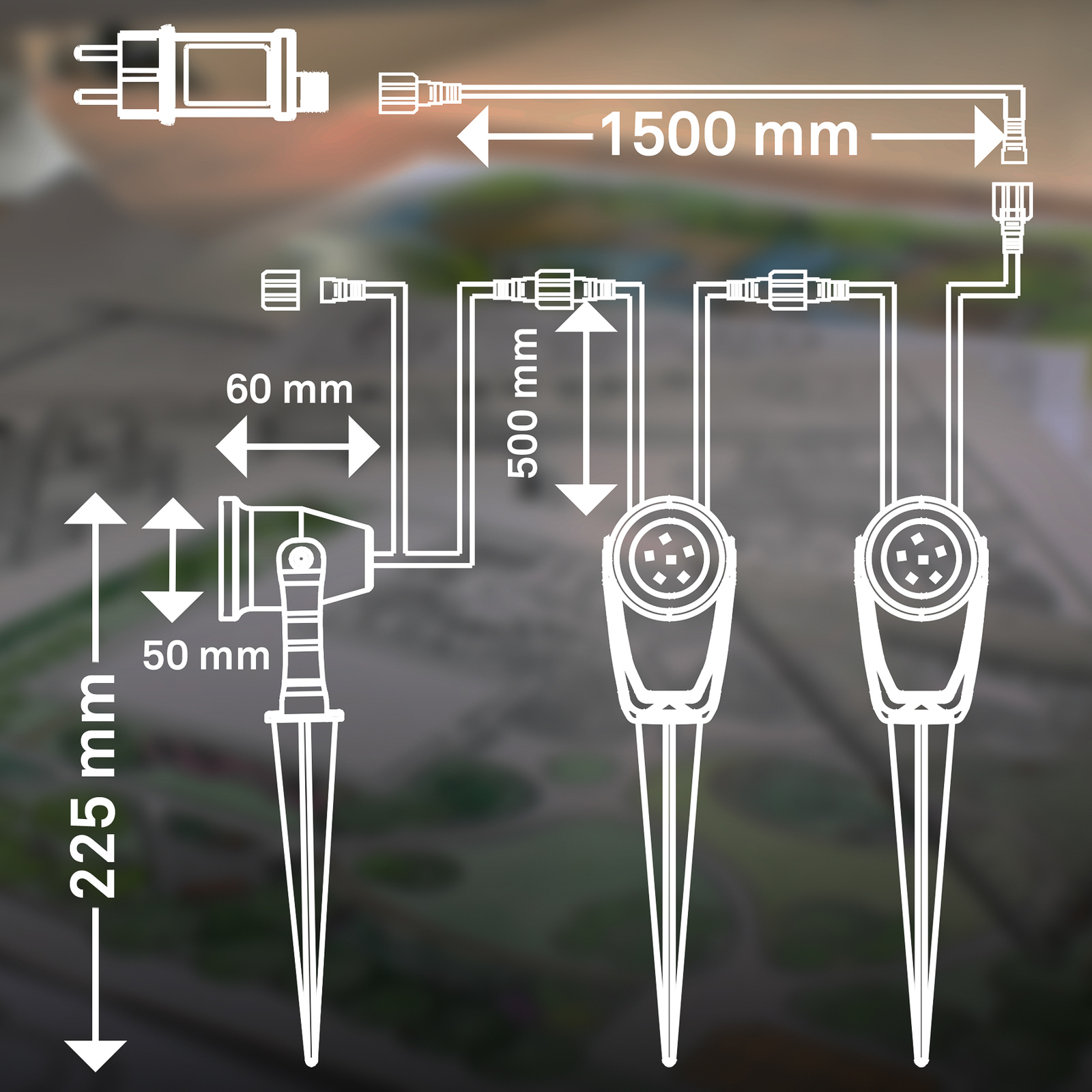 LED-maapiikkivalaisin 3918035 12V käynnistyssarja 3 kpl, musta, Ø 5 cm