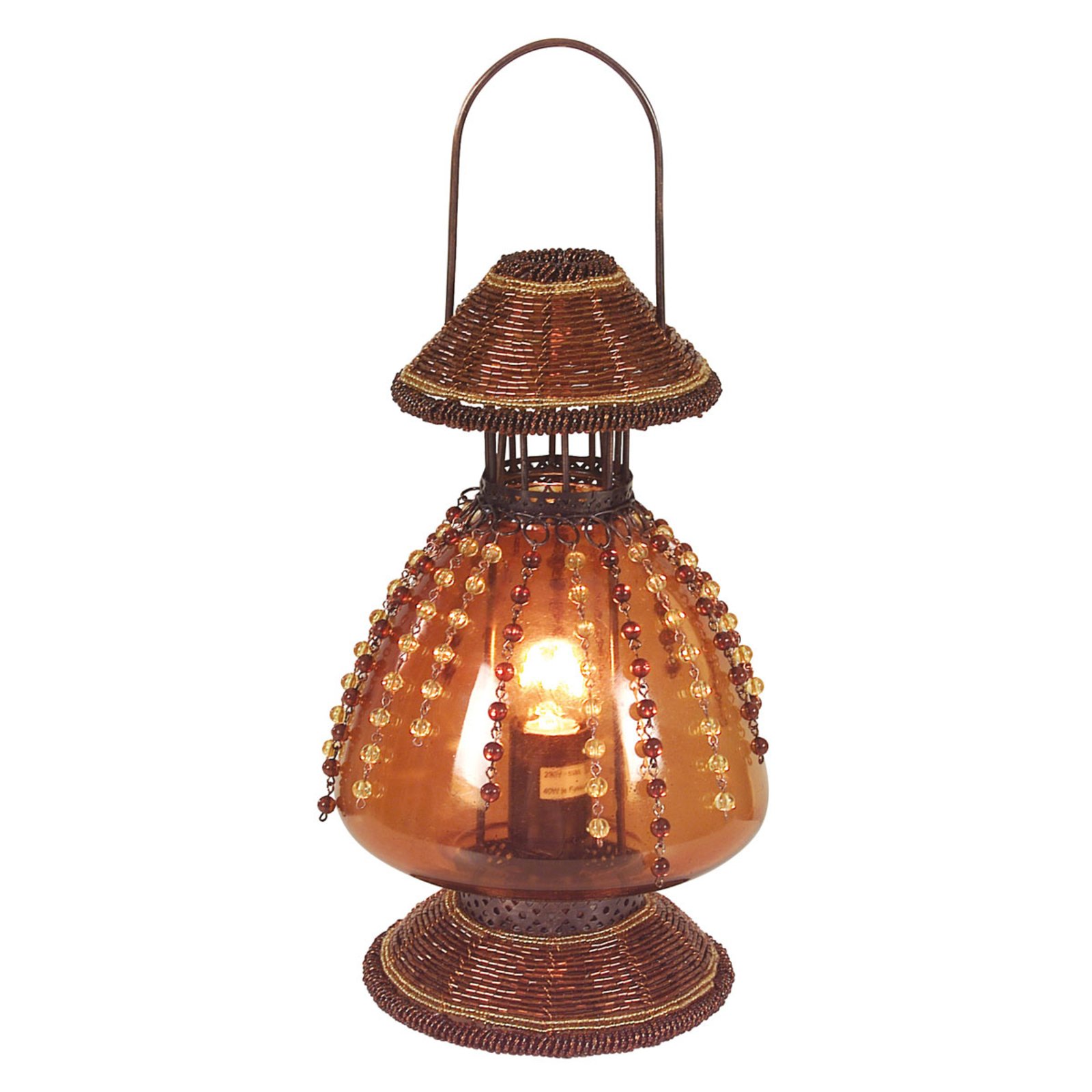Näve Bordlampen Perla som petroleumslampe, rustbrun - marokkansk lampe stue/spisestue - rustbrun - metal, akryl