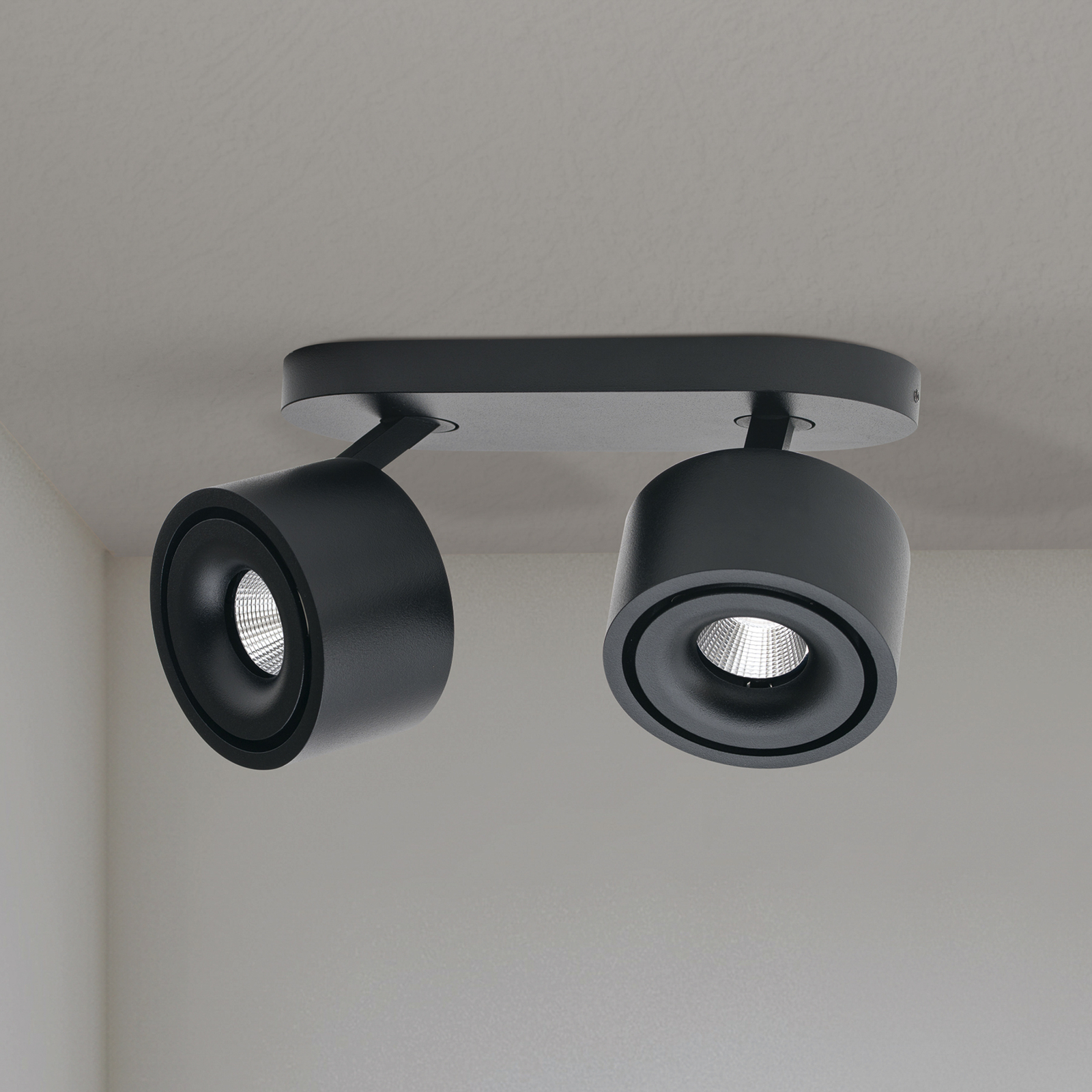 Spot pour plafond LED Specter, noir, longueur 19,4 cm, aluminium