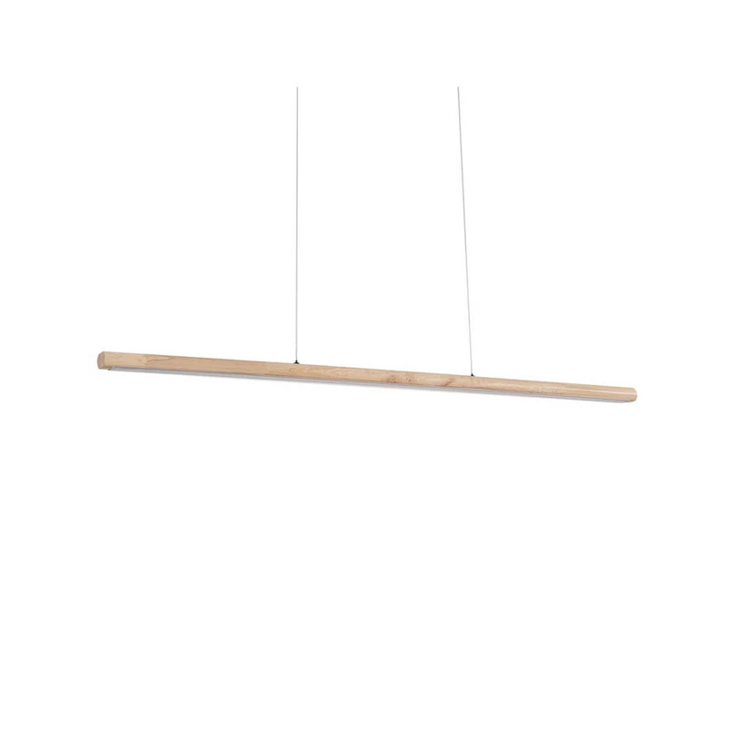 Lucande LED-hængelampe Maruta, træ, bjælke, 120 cm, 3000K