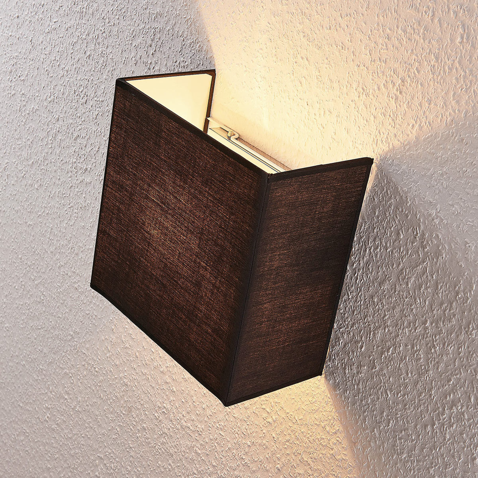 Vegglampe i stoff Adea, 25 cm, kvadratisk, svart