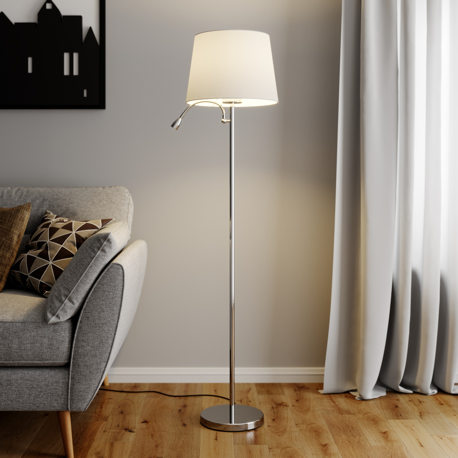 Benjiro – lampa stojąca z lampką LED do czytania