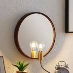 Lucande Lumani wandlamp met spiegel, bruin