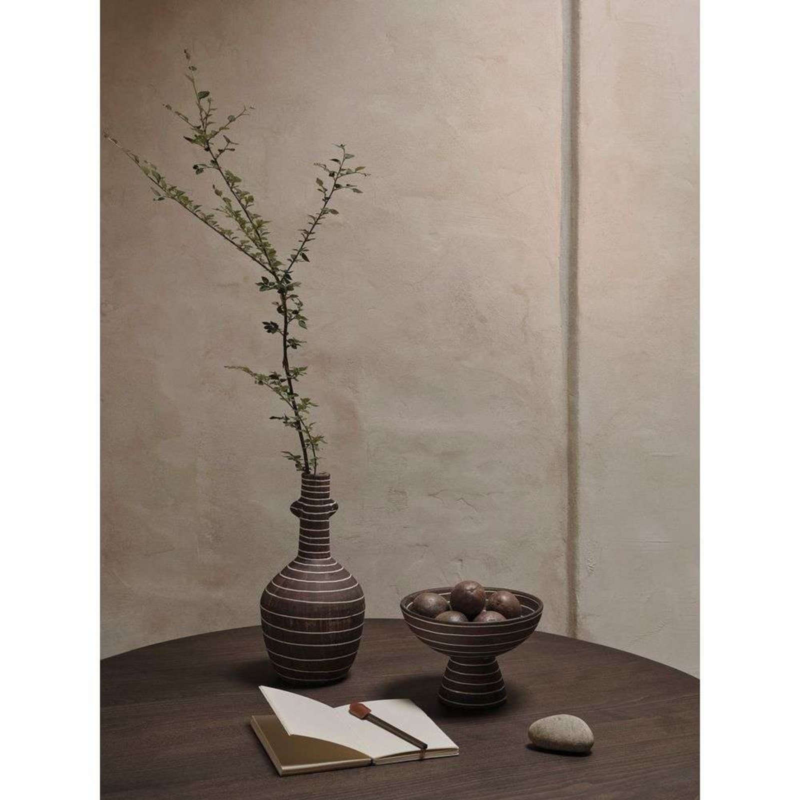 Brura Vase Coffee/White - Ferm Living