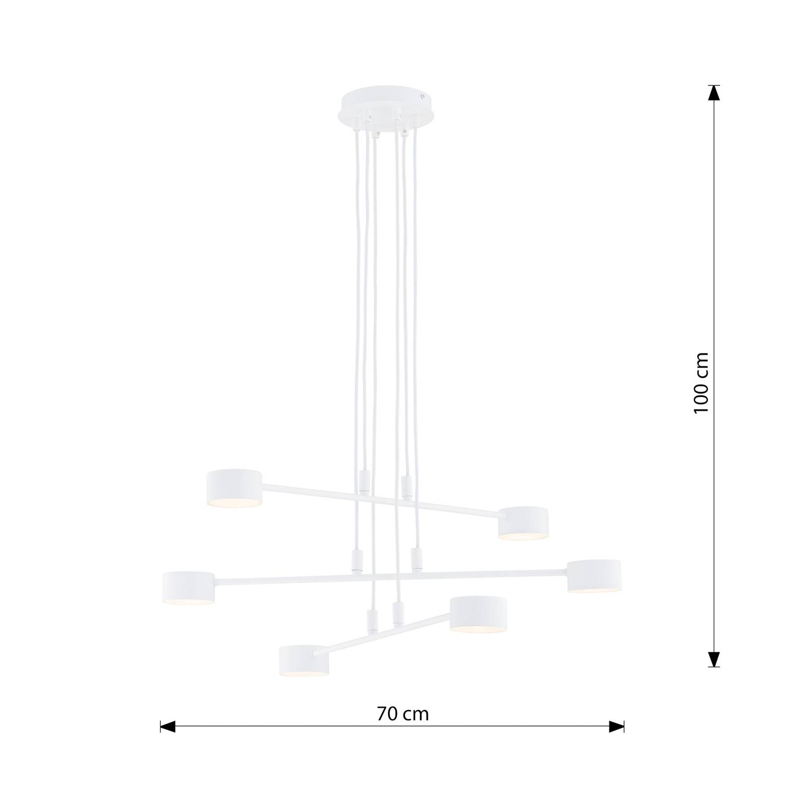 Lampa wisząca Modus 6, stal, 6-punktowa, GX 53, biały