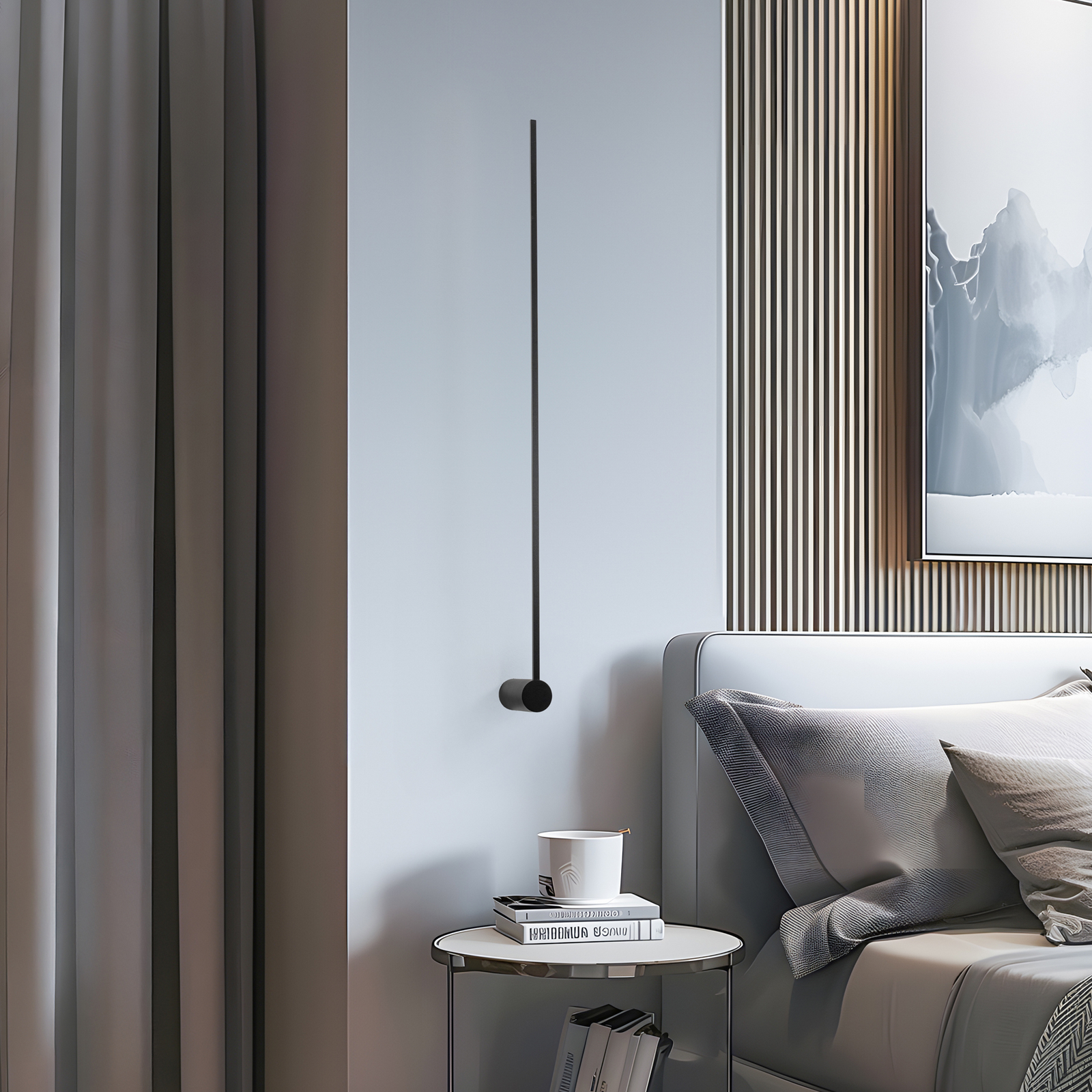 Applique murale LED bras L, 105 cm de haut, noir, métal