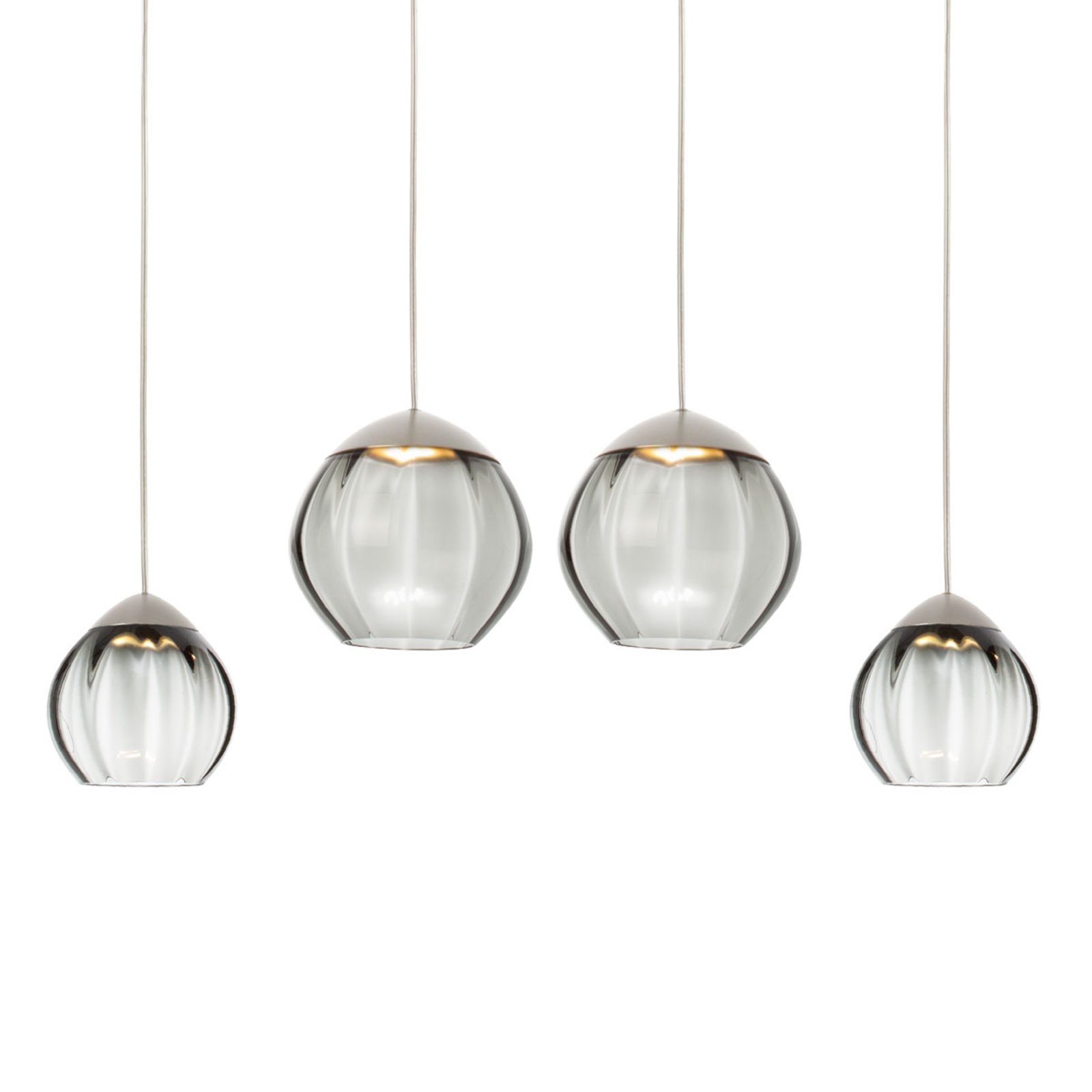 ALMA LIGHT BARCELONA Soft four-bulb LED hanging light, black lampshades, for Living / Dining Room, metal, glass, 4.5 W, energy efficiency: A+, L: 90 cm