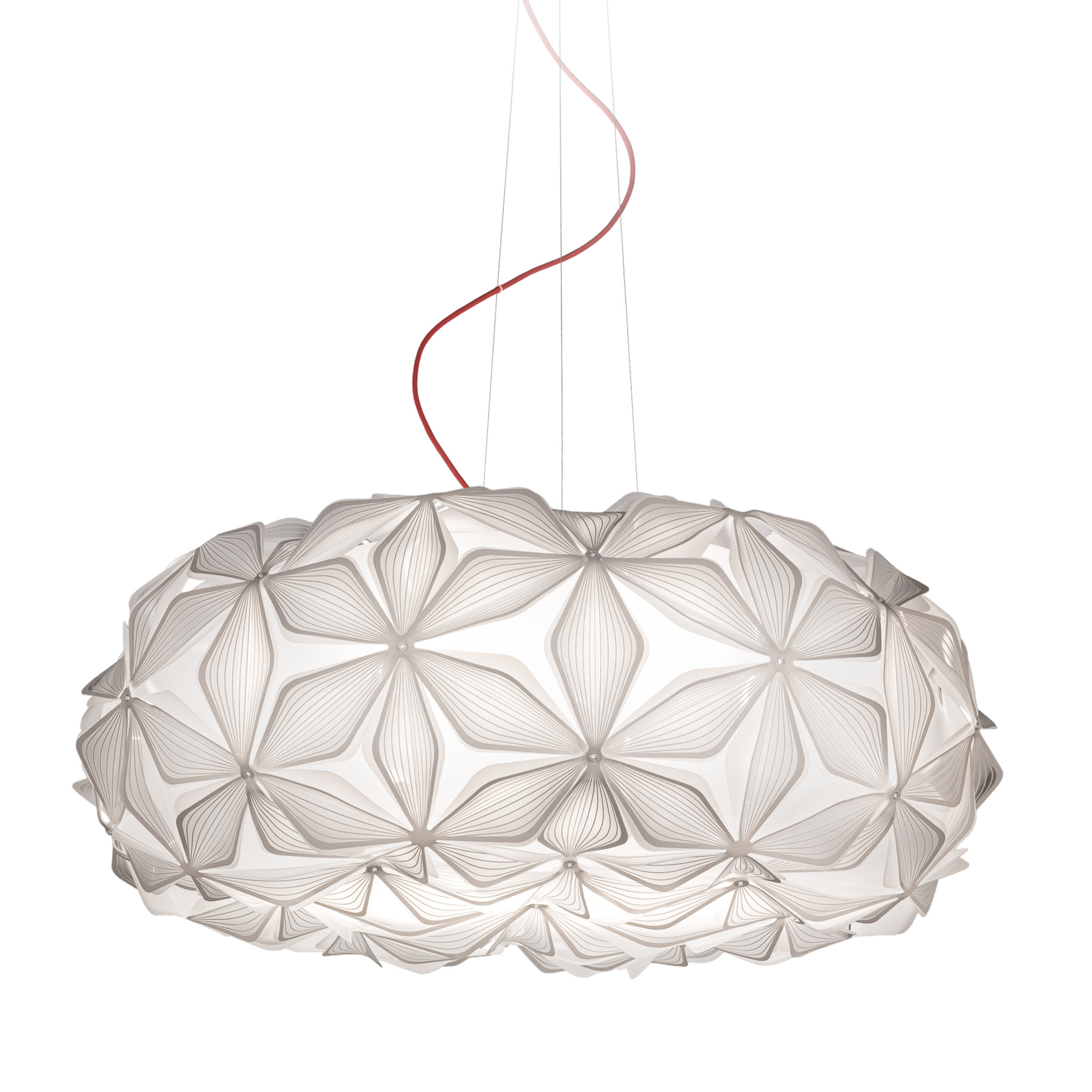 Lampă suspendată C'EST LA VIE, alb/cablu roșu, Ø 70 cm - Slamp