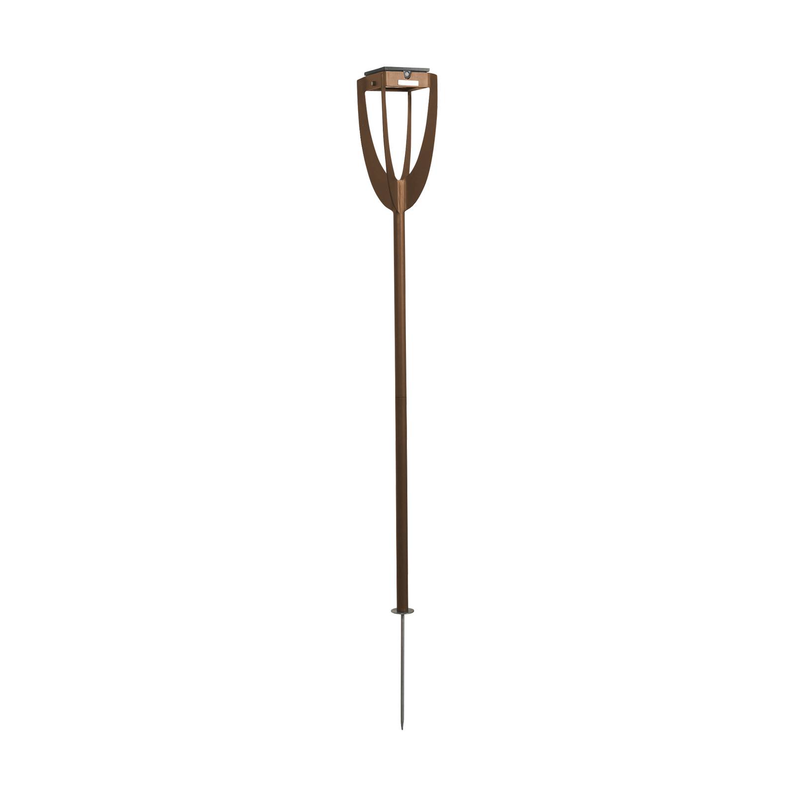 LED-solcellelampe Tulip med jordspyd corten