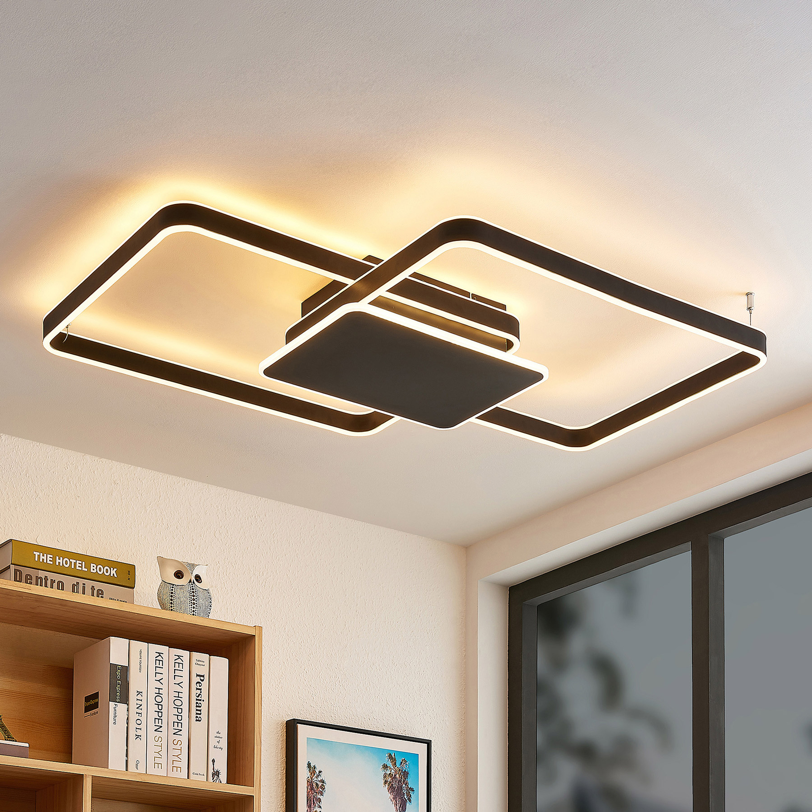 Lucande Kadira LED-Deckenlampe, 102 cm, schwarz