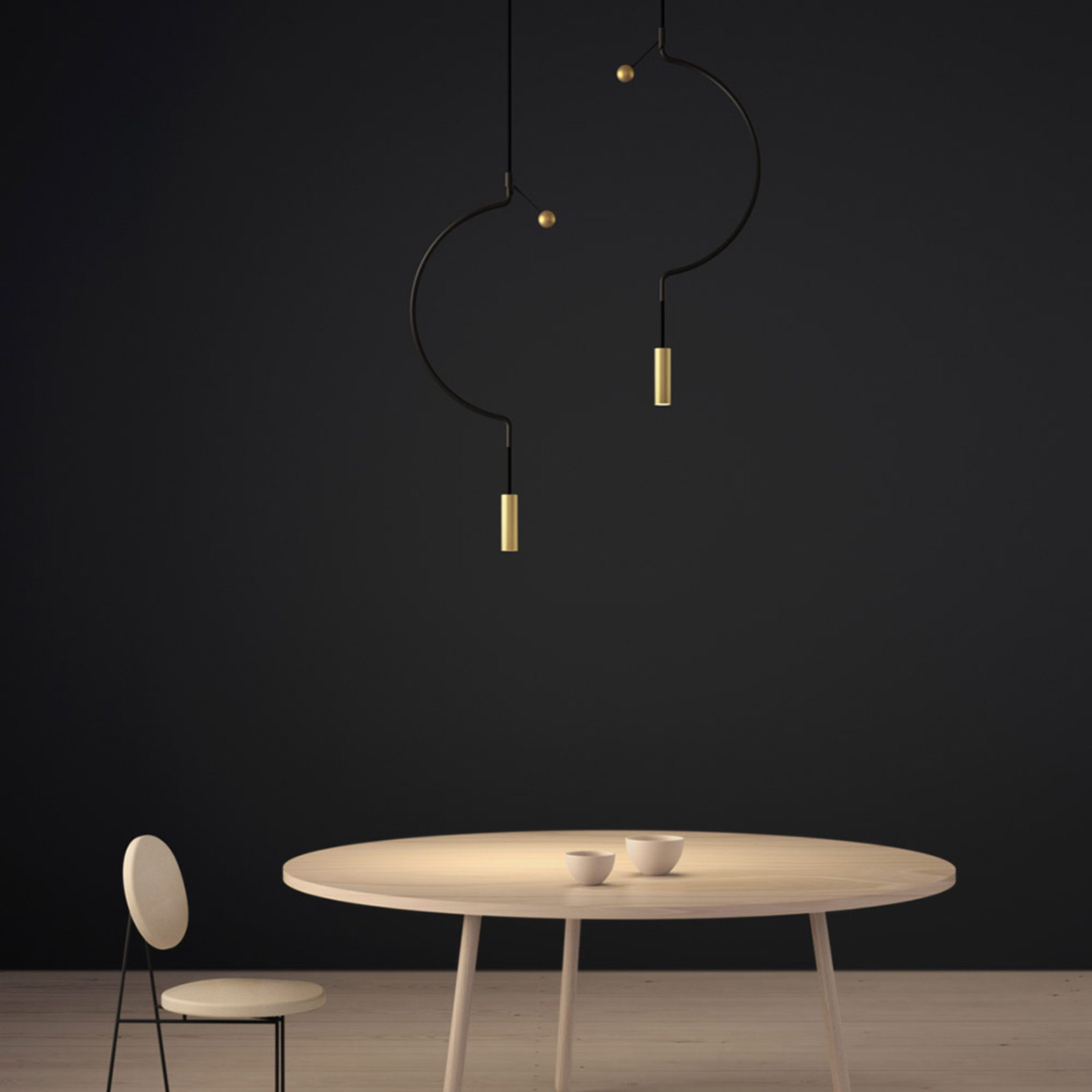 Axolight Liaison P1/M1 Pendellampe schwarz/gold