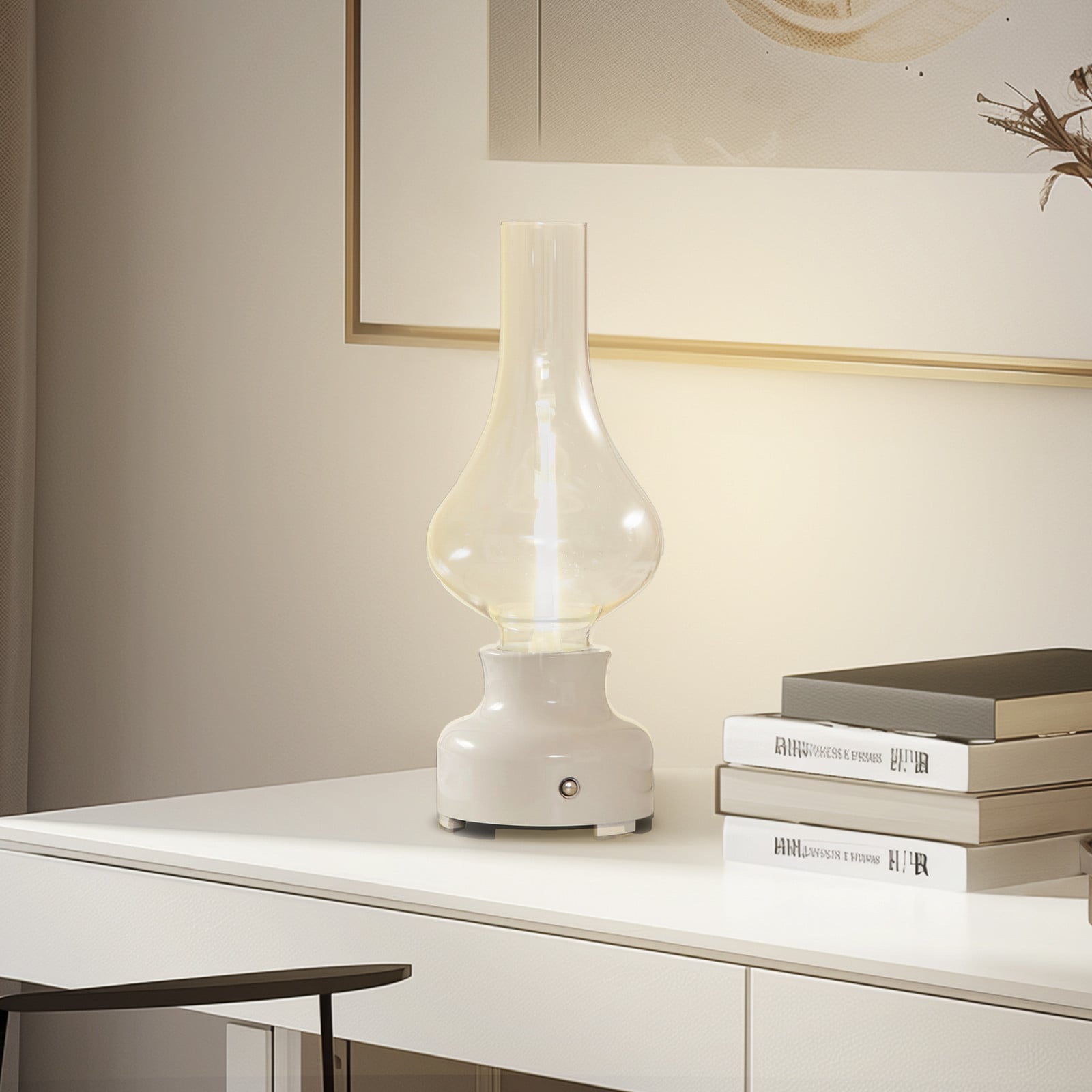 Lampe à poser portable Mist blanche/transparente