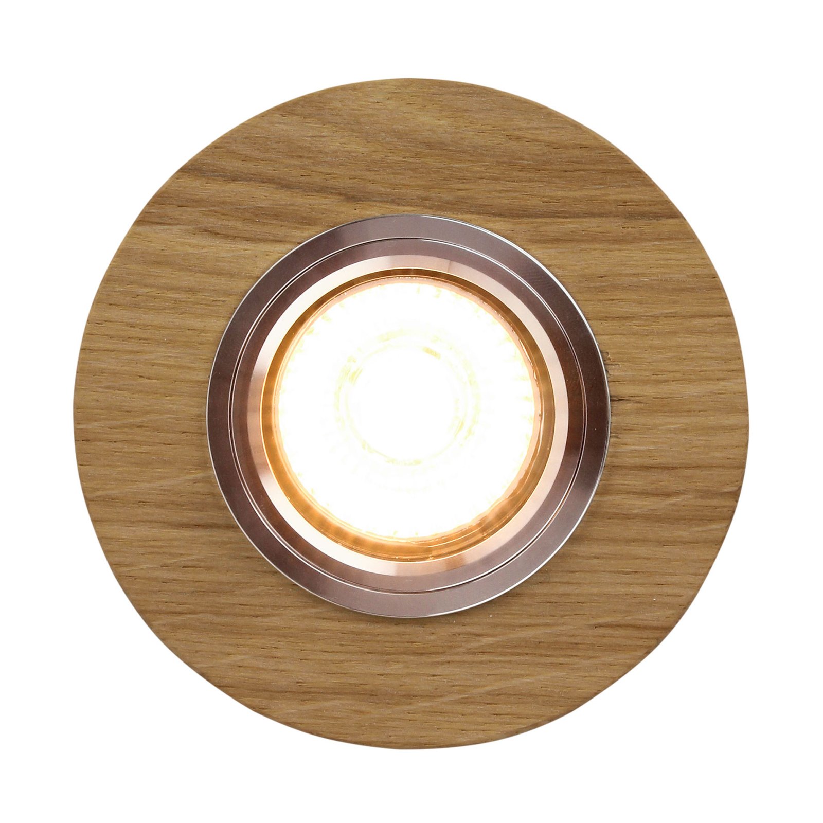 Sirion LED-downlight, Ø 10 cm oljet eik
