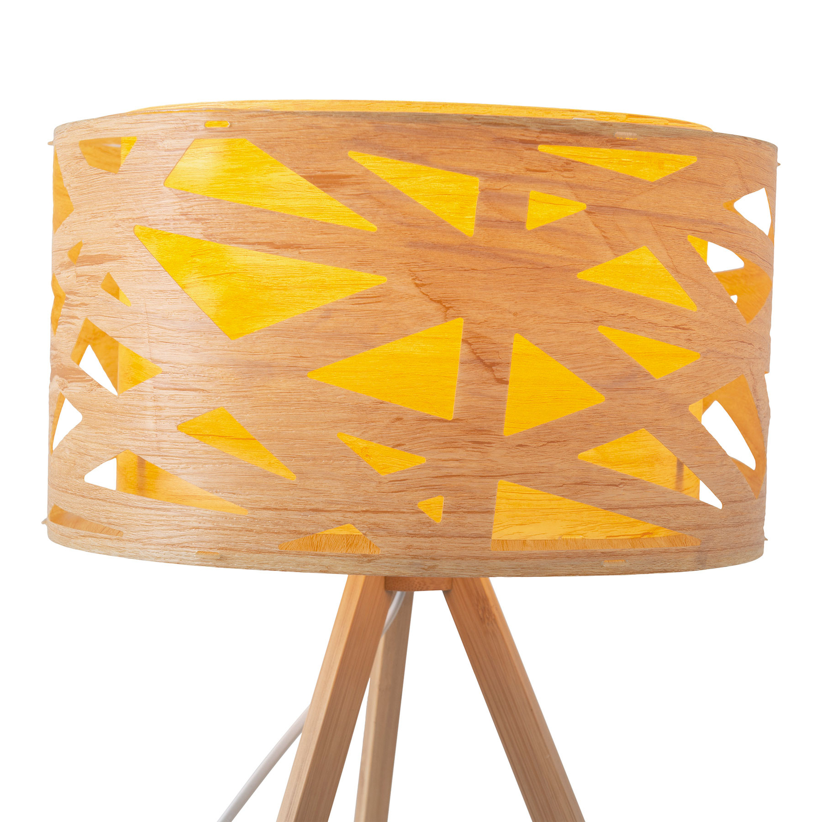 Lámpara de mesa Finja con armazón trípode de bambú