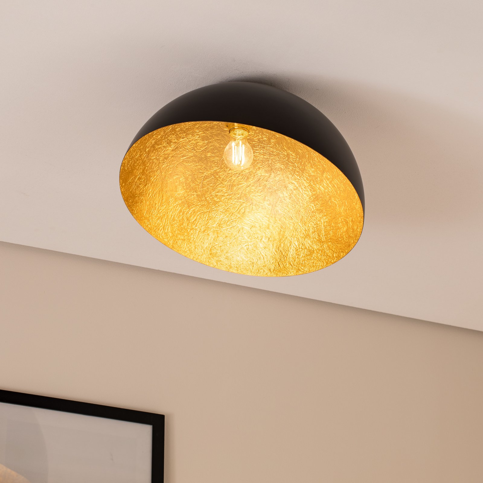 Lampa sufitowa Sfera, Ø 50 cm, czarna/złota