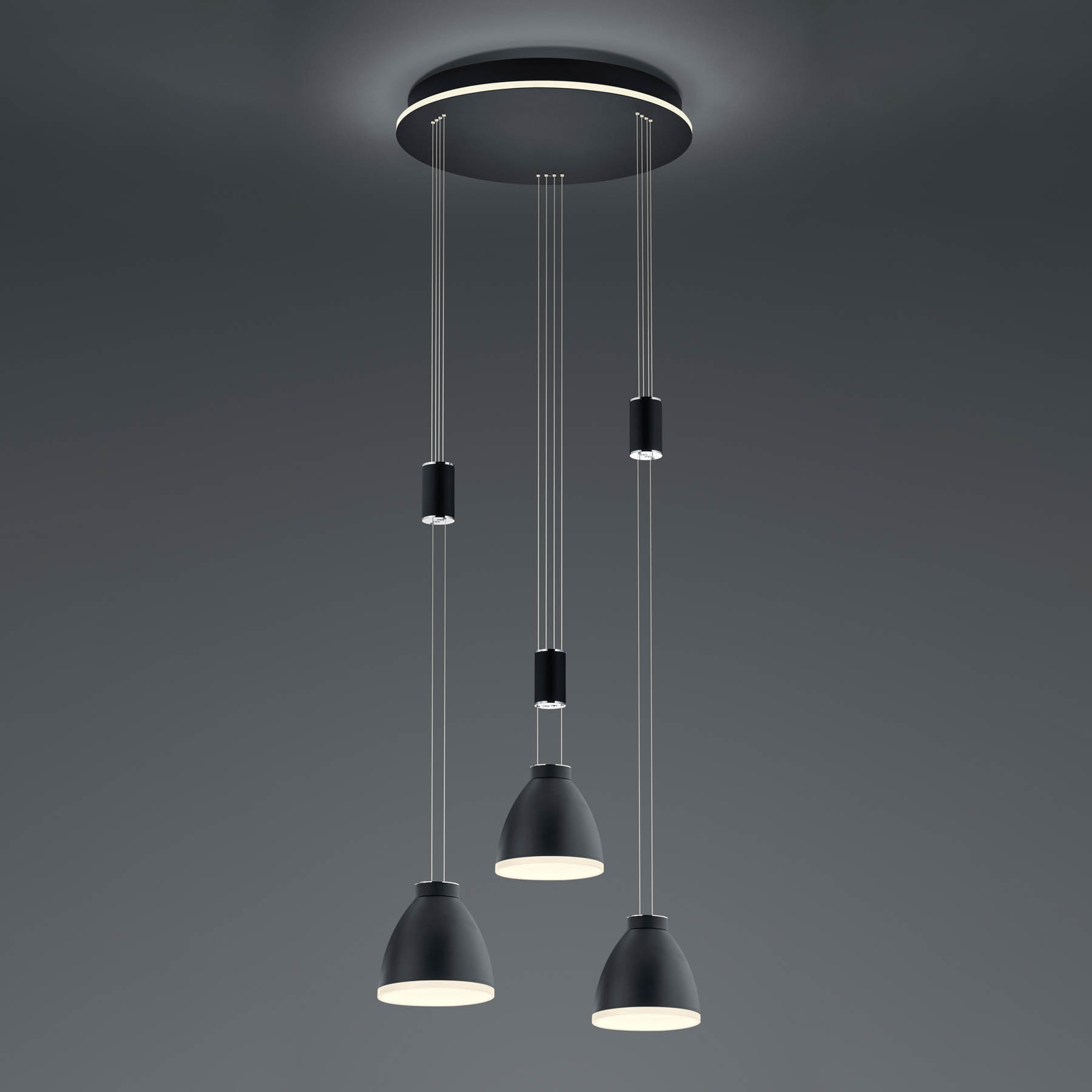 B-Leuchten Leni LED hanglamp 3-lamps rond zwart