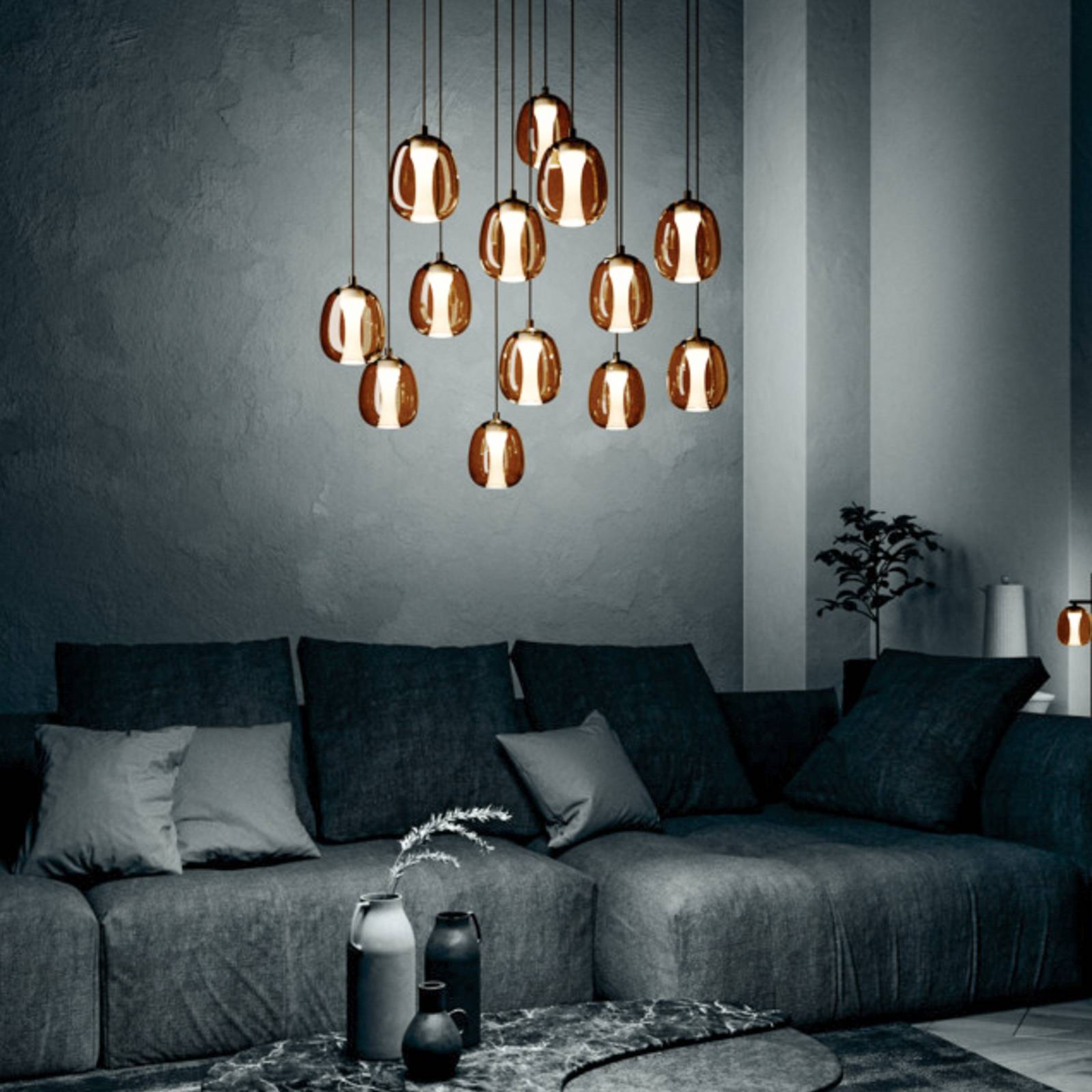 Stars of Light LED hanglamp FERRO 58 cm 13-armig brons/bruin