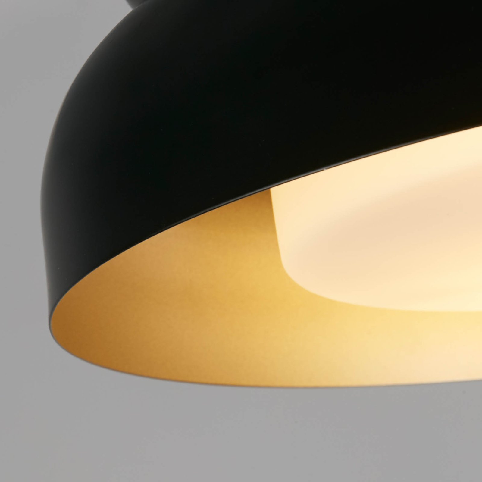 Kendal ceiling light, black/gold, steel, glass