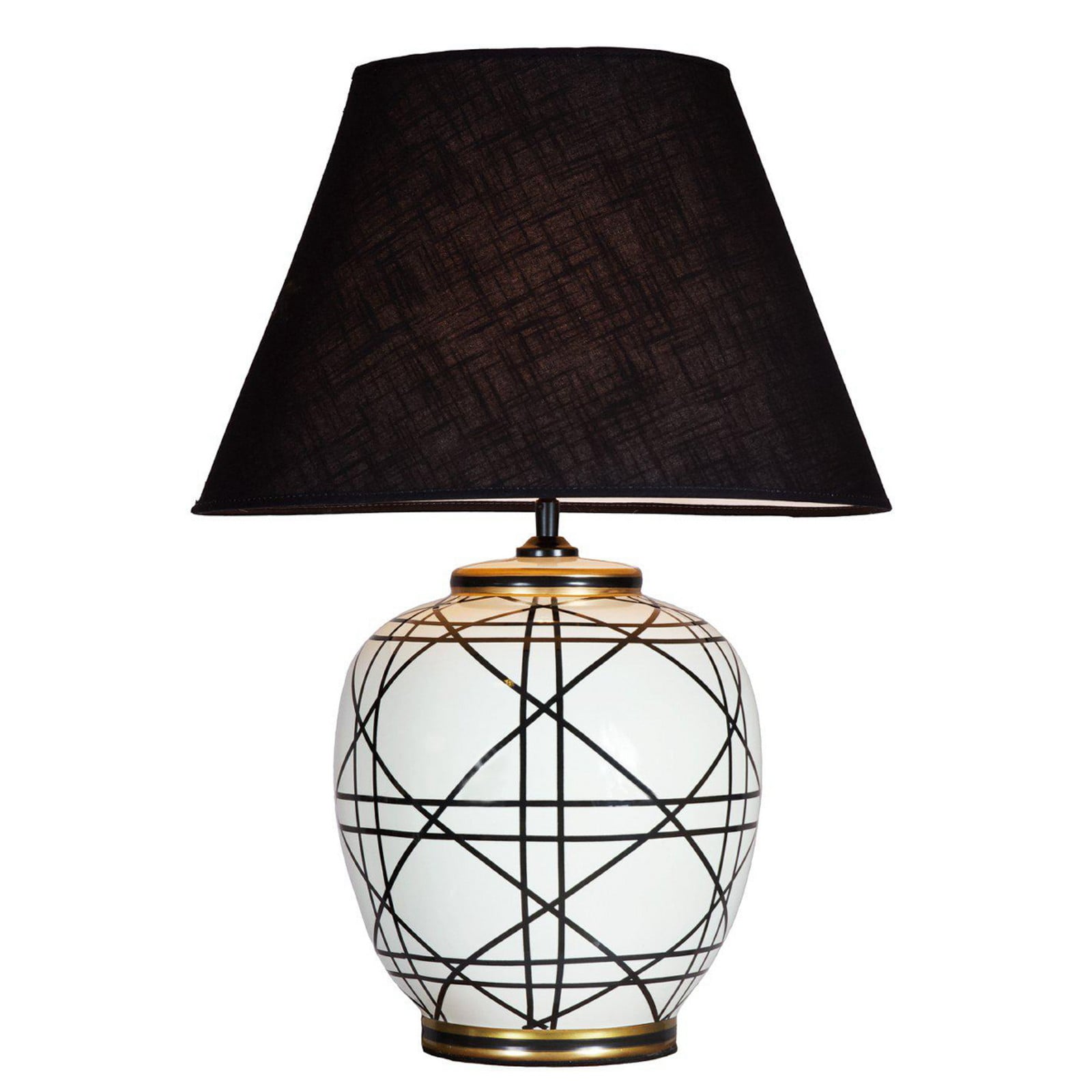 Lampa de masă PR Home New York negru înălțime 60 cm ceramică - Camera de zi / sufragerie - Țesătură / Textil