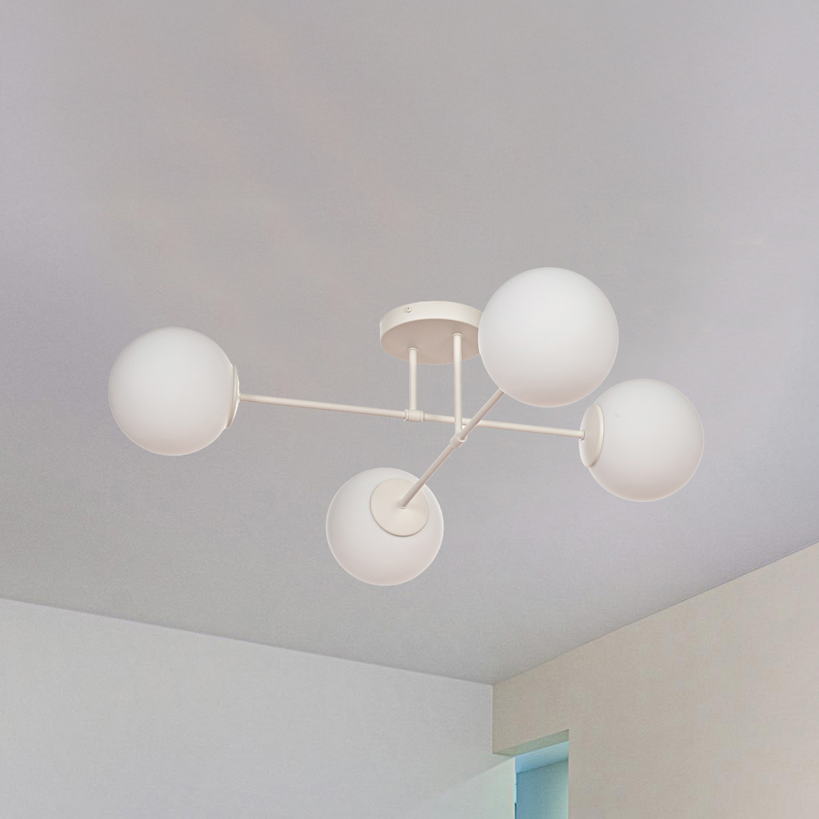 HELAM Plafonieră Moon 80 cm 4 becuri culoare nisip sticlă E27 - Camera de zi / sufragerie