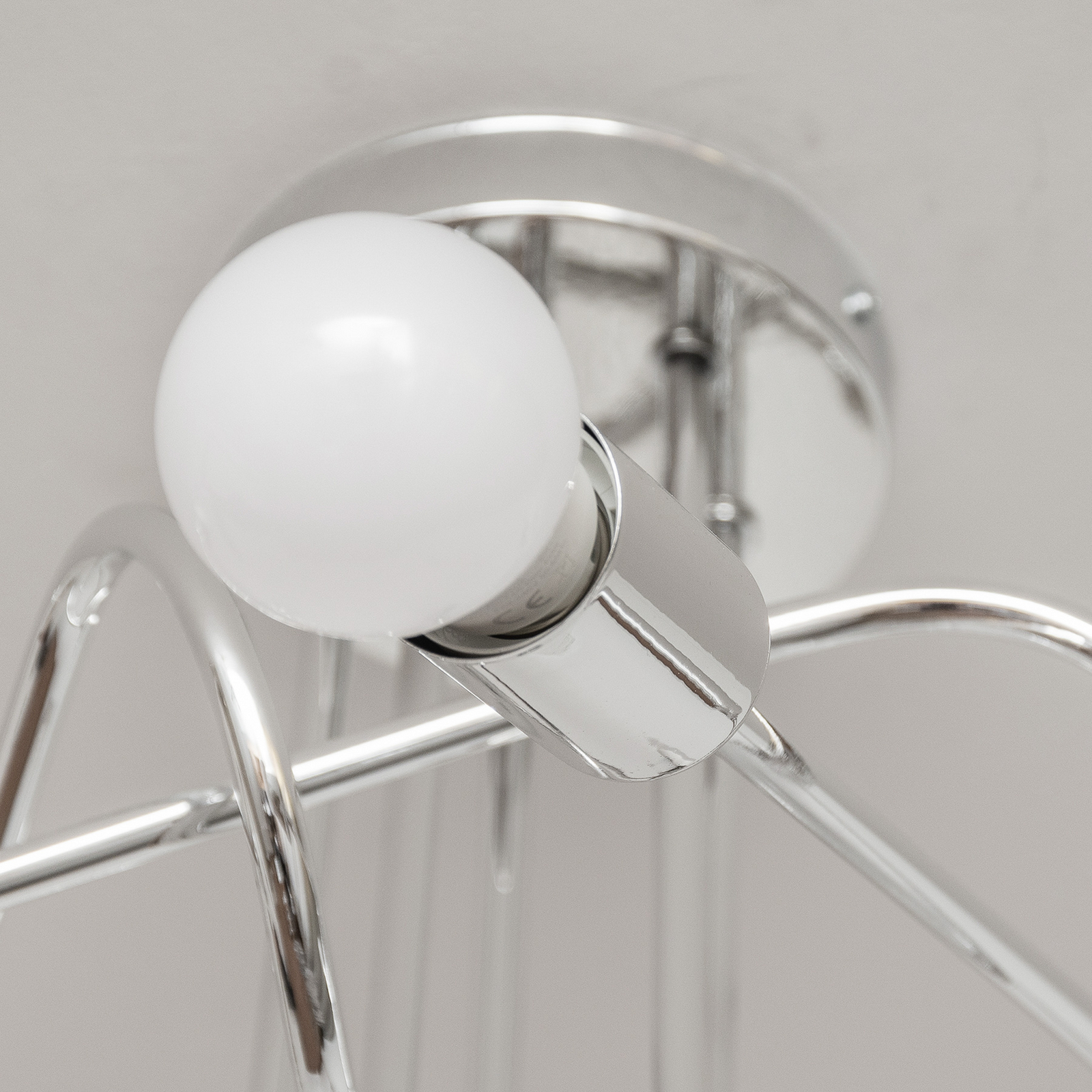 Plafonnier Oxford, chrome, à 5 lampes, Ø 47 cm, métal