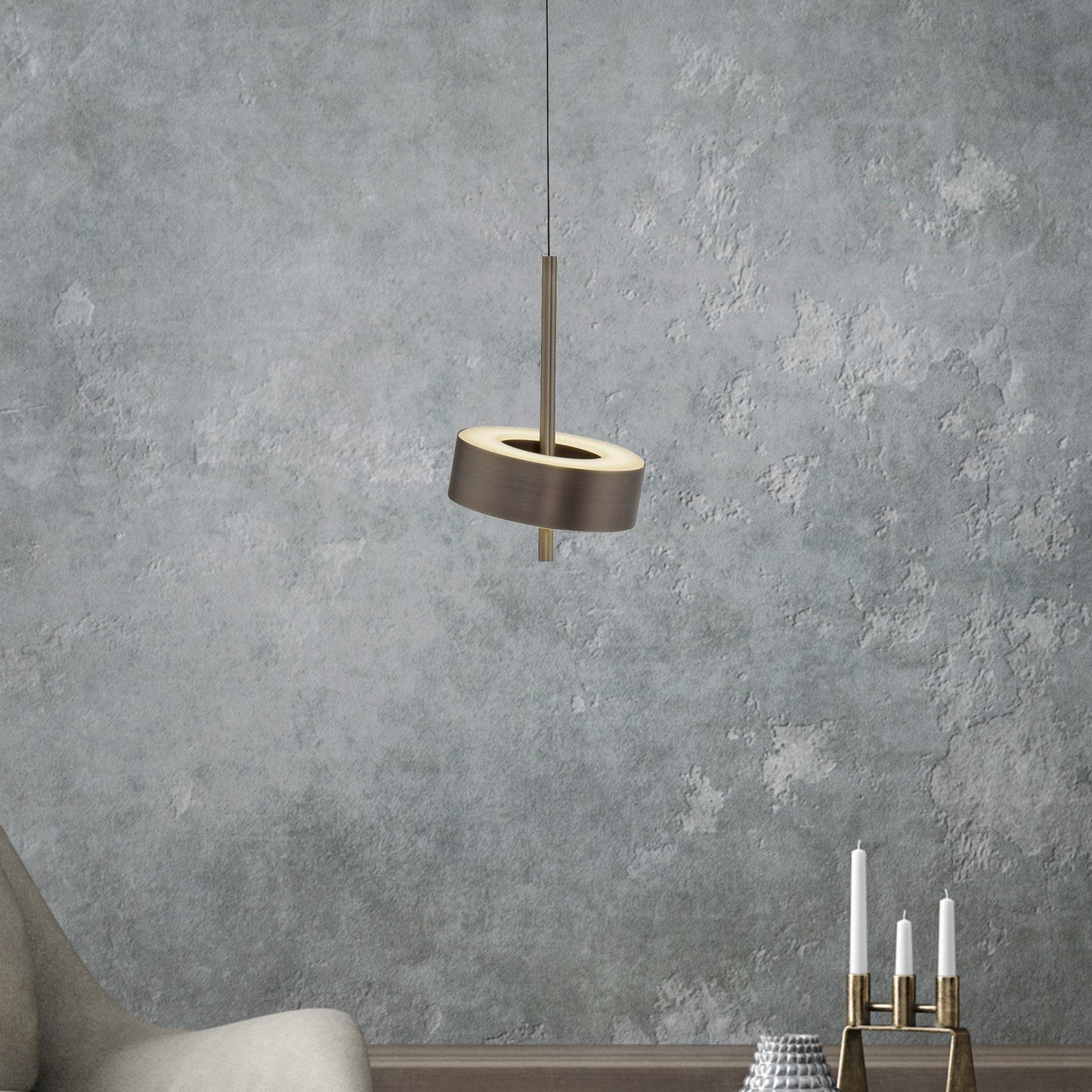 Q-Smart-Home Paul Neuhaus Lampă suspendată Q-Rotate LED maro închis Ø14cm - Camera de zi / sufragerie - modern - maro închis metalic