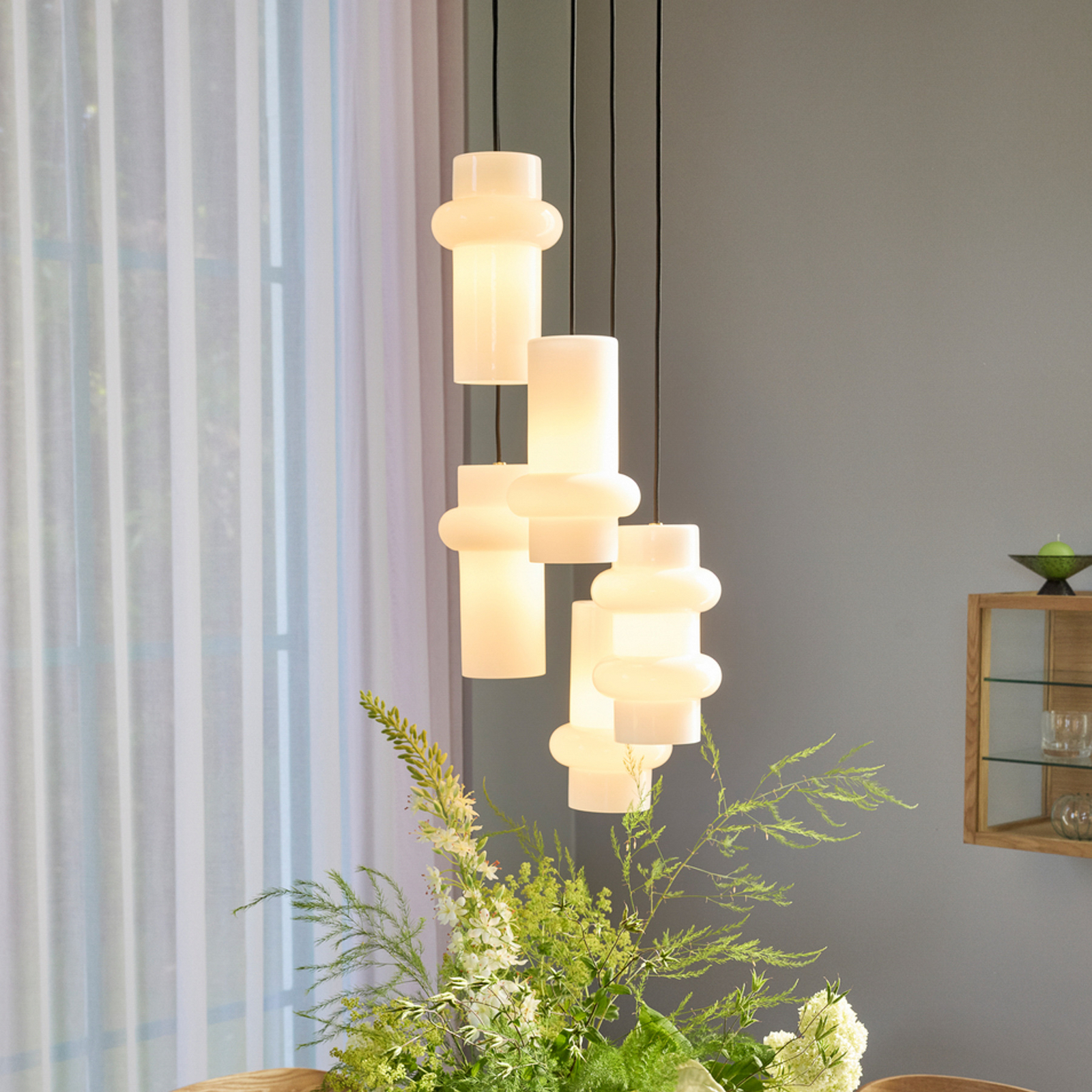 Pilule Double hänglampa, vit blank, Ø 15 cm – HÜBSCH