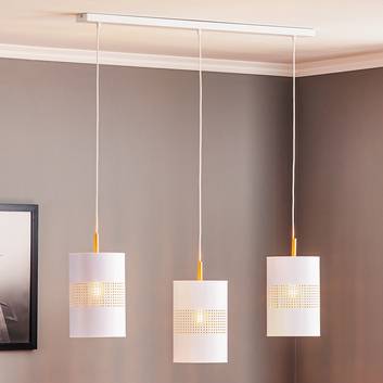 Hanglamp Bogart, 3-lamps, wit/goud