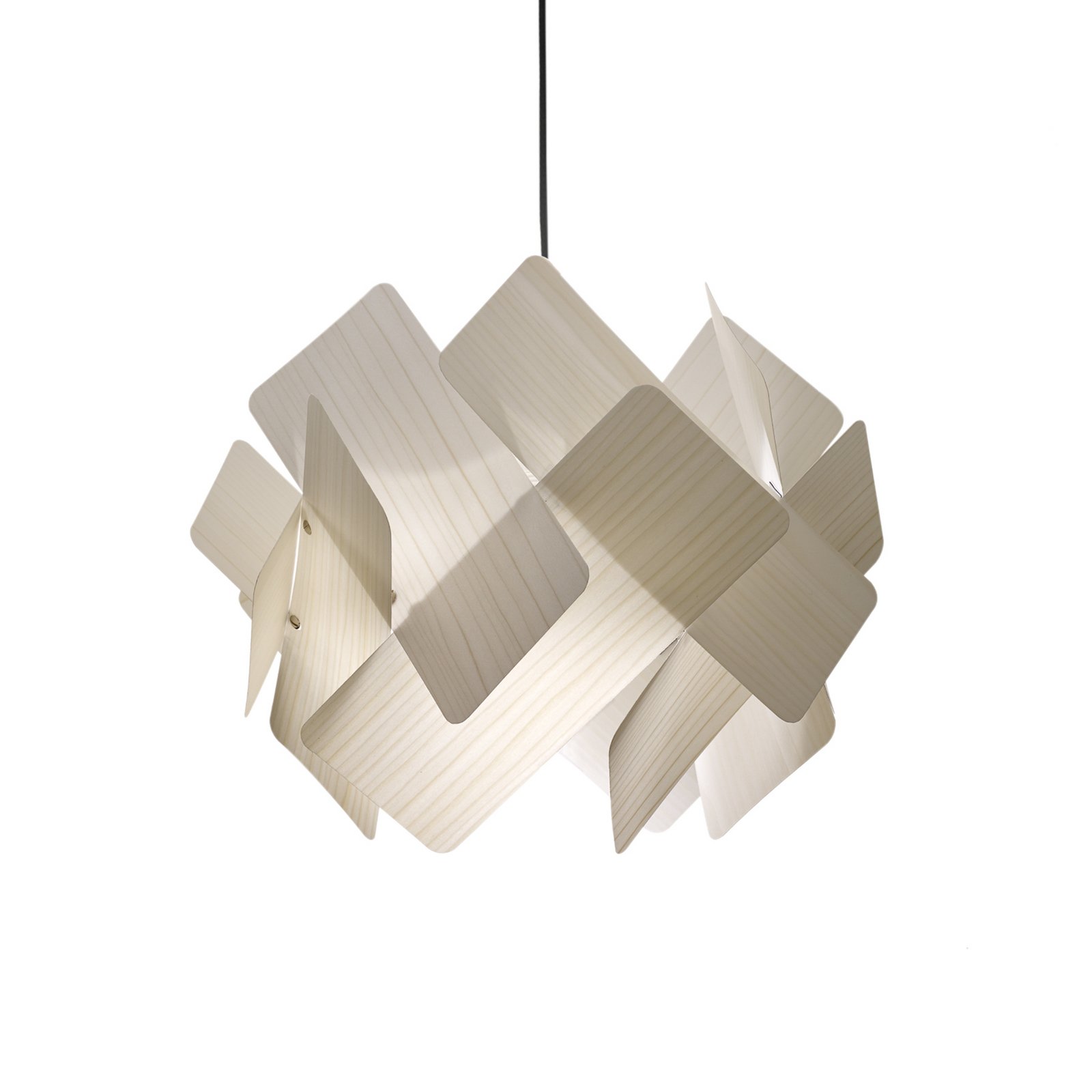 LZF Pendellampe Escape, elfenbein-/nickelfarben Ø 30 cm Holz