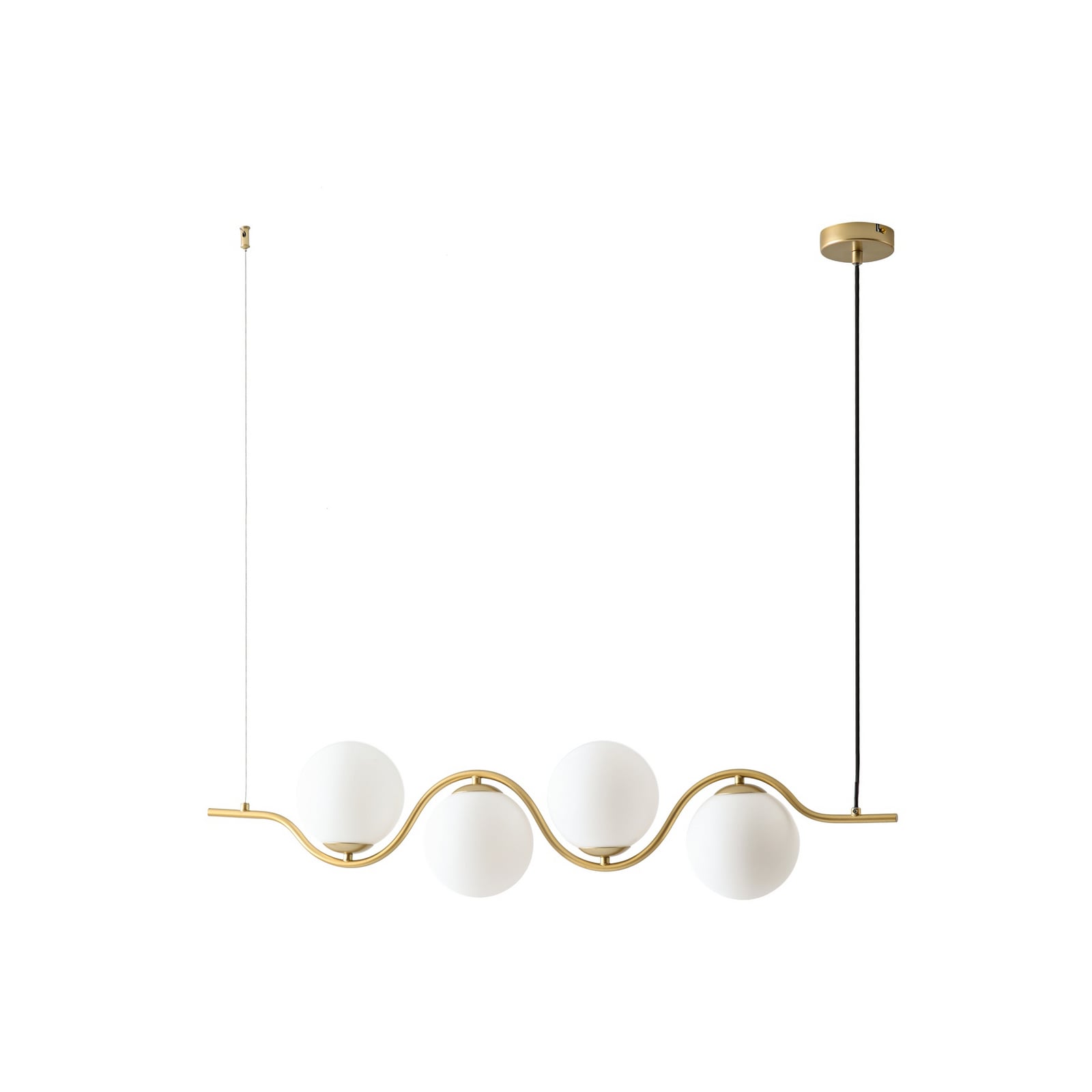 Isandro hengelampe, 98 cm, gull/hvit, 4 lyskilder – Lucande