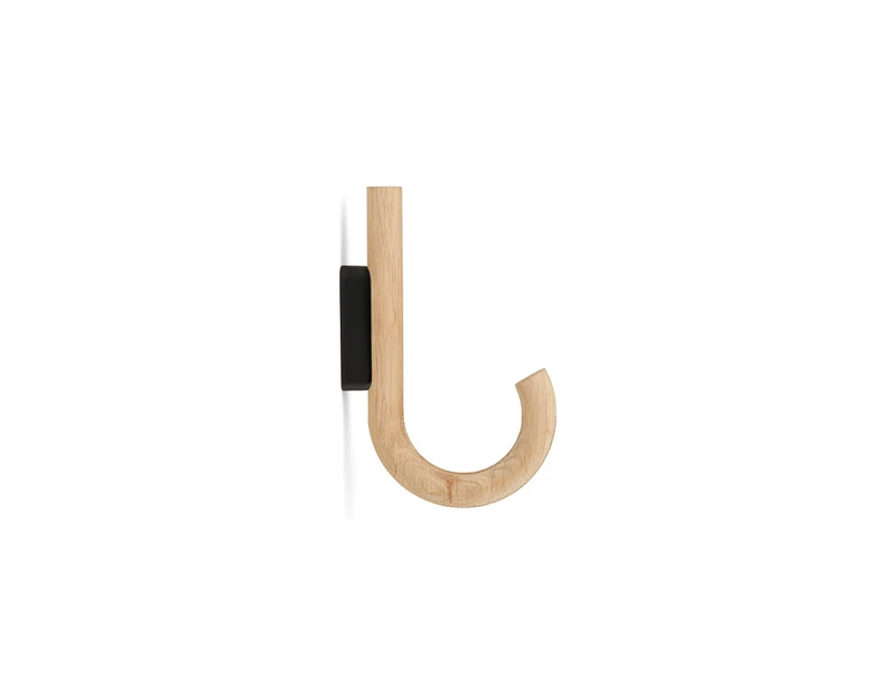 Produktfoto för Gejst - Hook Hanger - Galge - Oak hook / Black Chrome wall mount - L2 x D12,8 x H19 cm
